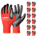 Nitrile Work Gloves with Firm Grip and Oil Resistance, 12-Pairs