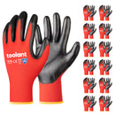 Nitrile Work Gloves with Firm Grip and Oil Resistance, 12-Pairs