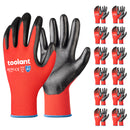 Nitrile Work Gloves with Firm Grip and Oil Resistance, 12-Pairs