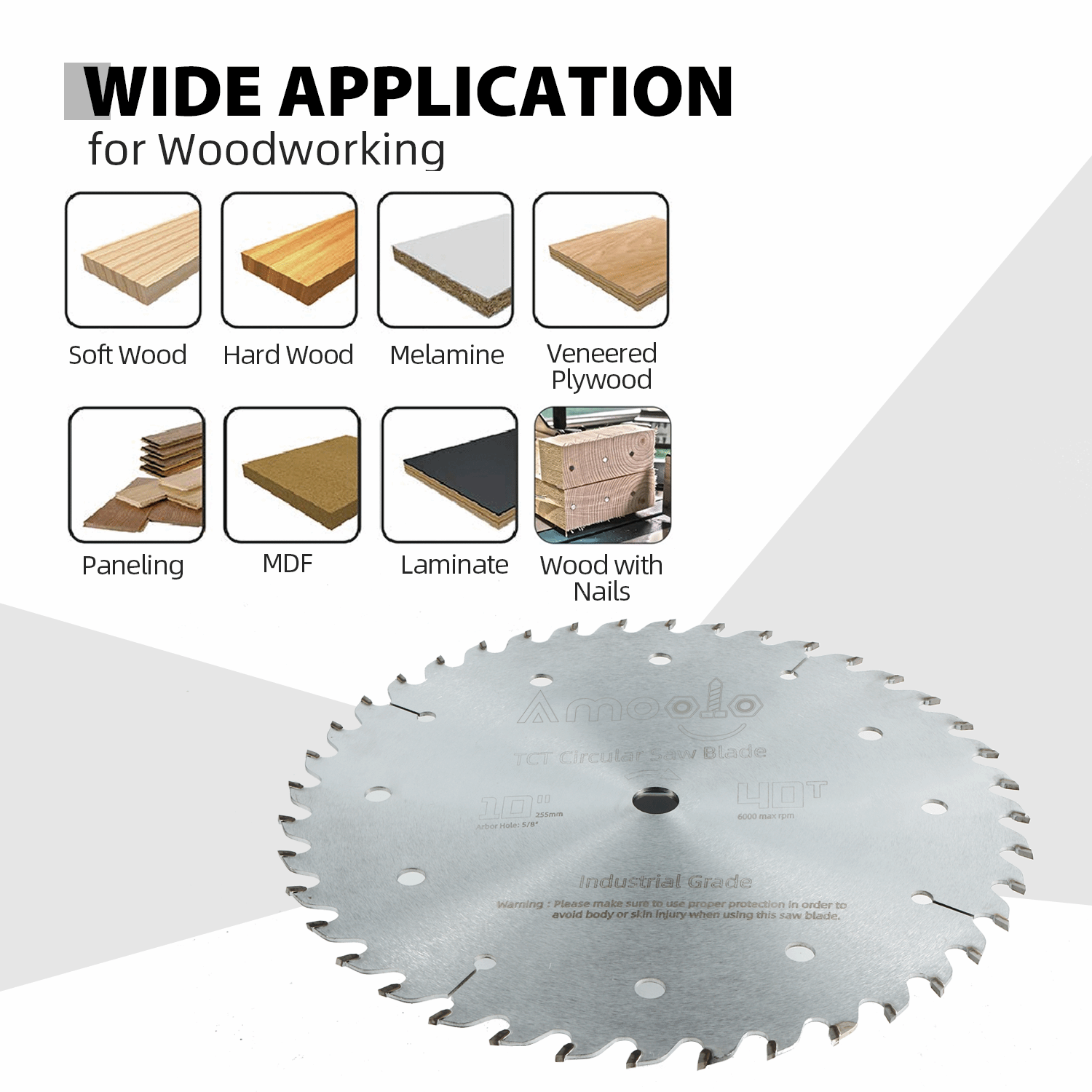 amoolo 10 Inch Apex Circular Saw Blade, Japanese Edge, ATB Teeth, for Cross Cutting, for Wood and Plastic