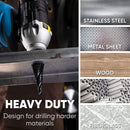 amoolo M35 Cobalt Step Drill Bit with Four Spiral Flute, 1/4" Hex Shank, for Metal, Wood, Plastic