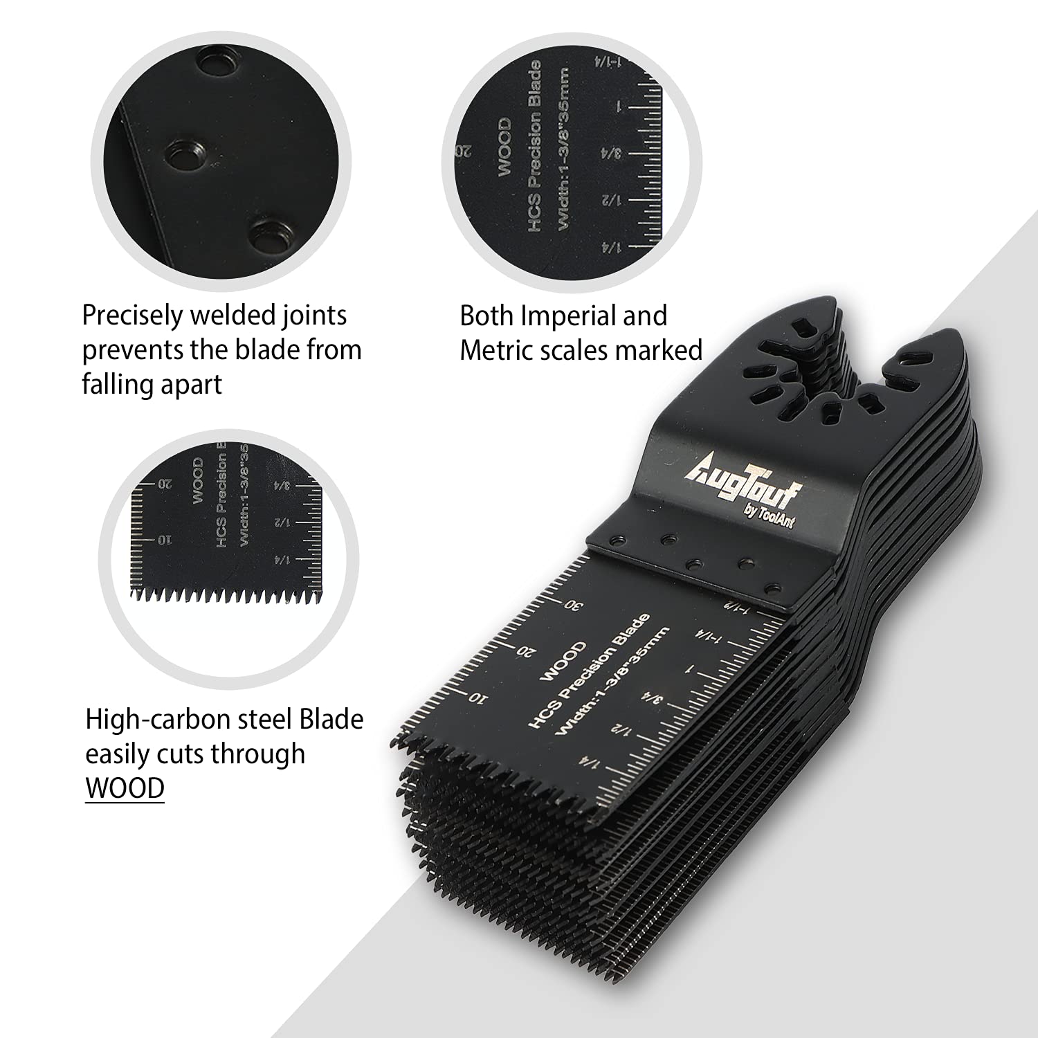 AugTouf Bi-Metal Universal Oscillating Tool Blade Set, Quick Release, for Wood and Nail