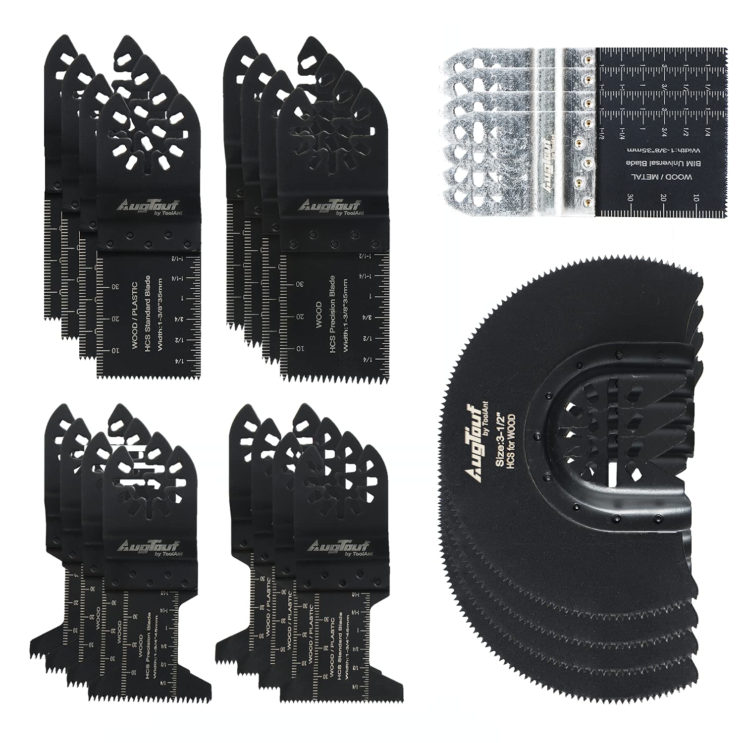 AugTouf Bi-Metal Universal Oscillating Tool Blade Set, Quick Release, for Wood and Nail