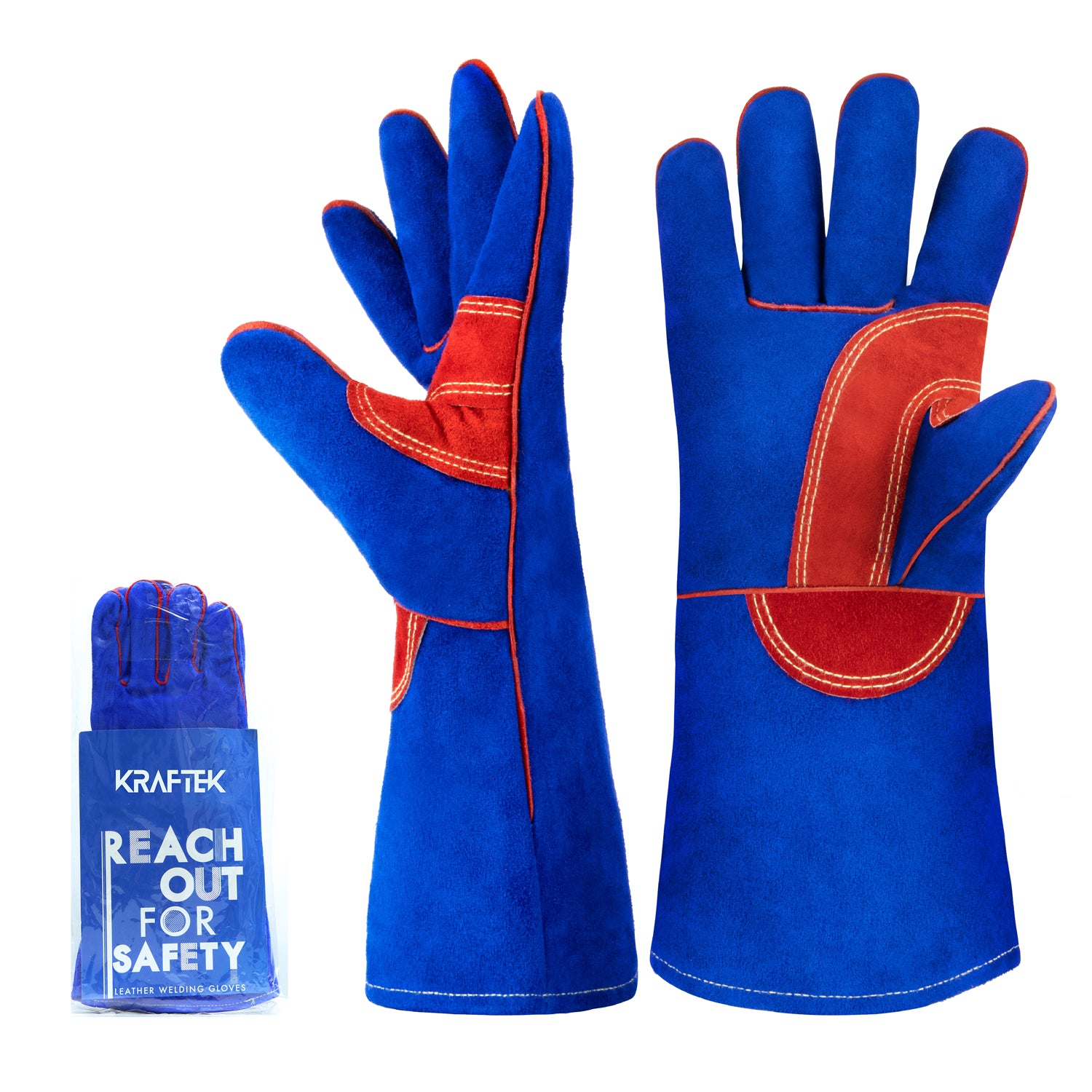 Kraftek 16" Welding Gloves, 1472℉ Heat Resistant, Excellent Wear Resistance