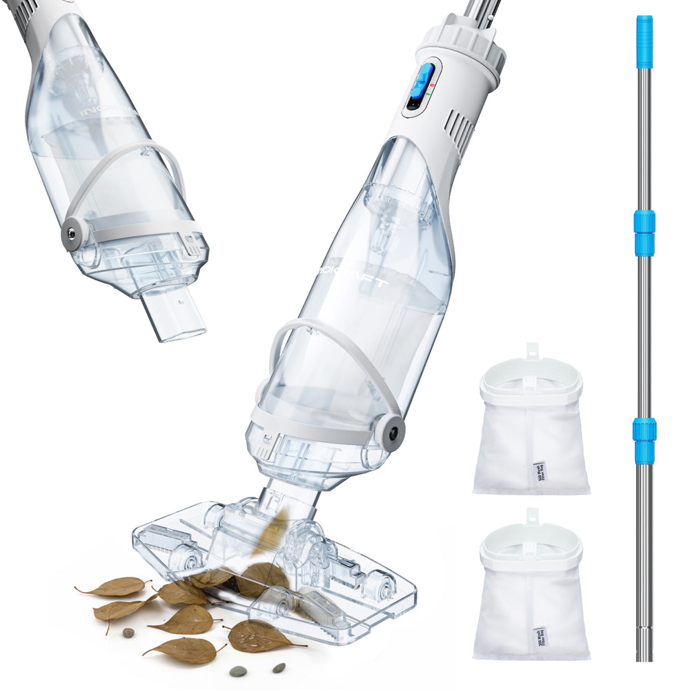 InoKraft Rechargeable Cordless Handheld Pool Vacuum Cleaner for Above Ground and Inground Pools with 59” Extendable Pole