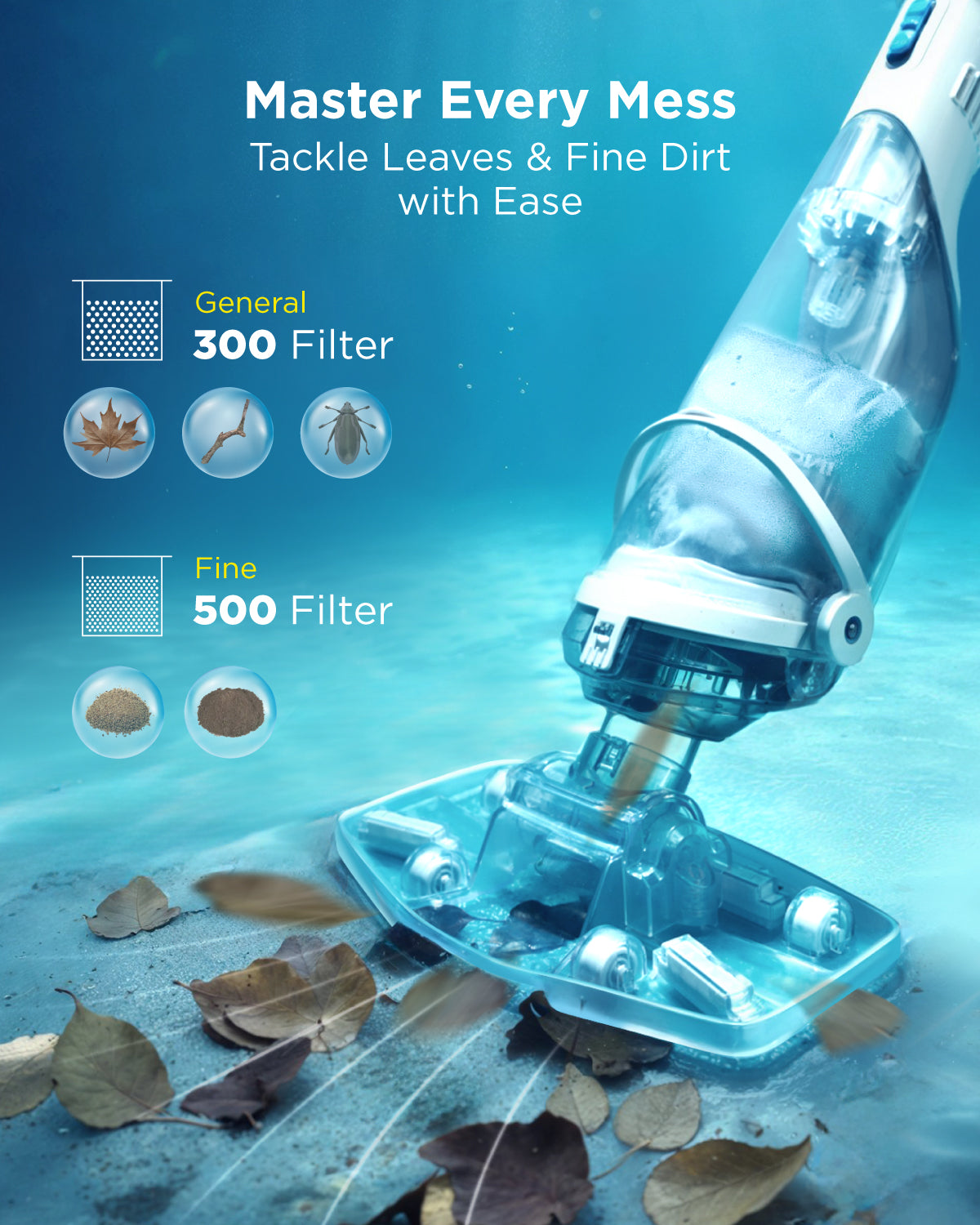 InoKraft Rechargeable Cordless Handheld Pool Vacuum Cleaner for Above Ground and Inground Pools with 59” Extendable Pole