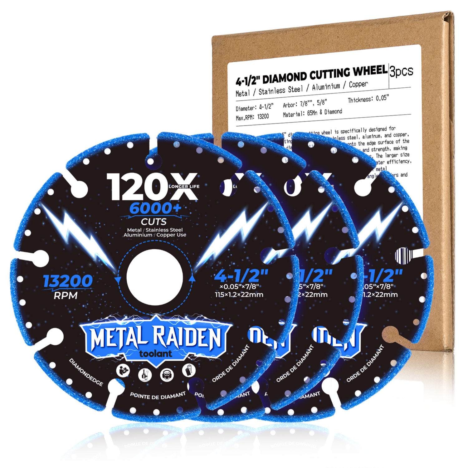 Diamond cutting wheel for metal,4-1/2", 3pcs