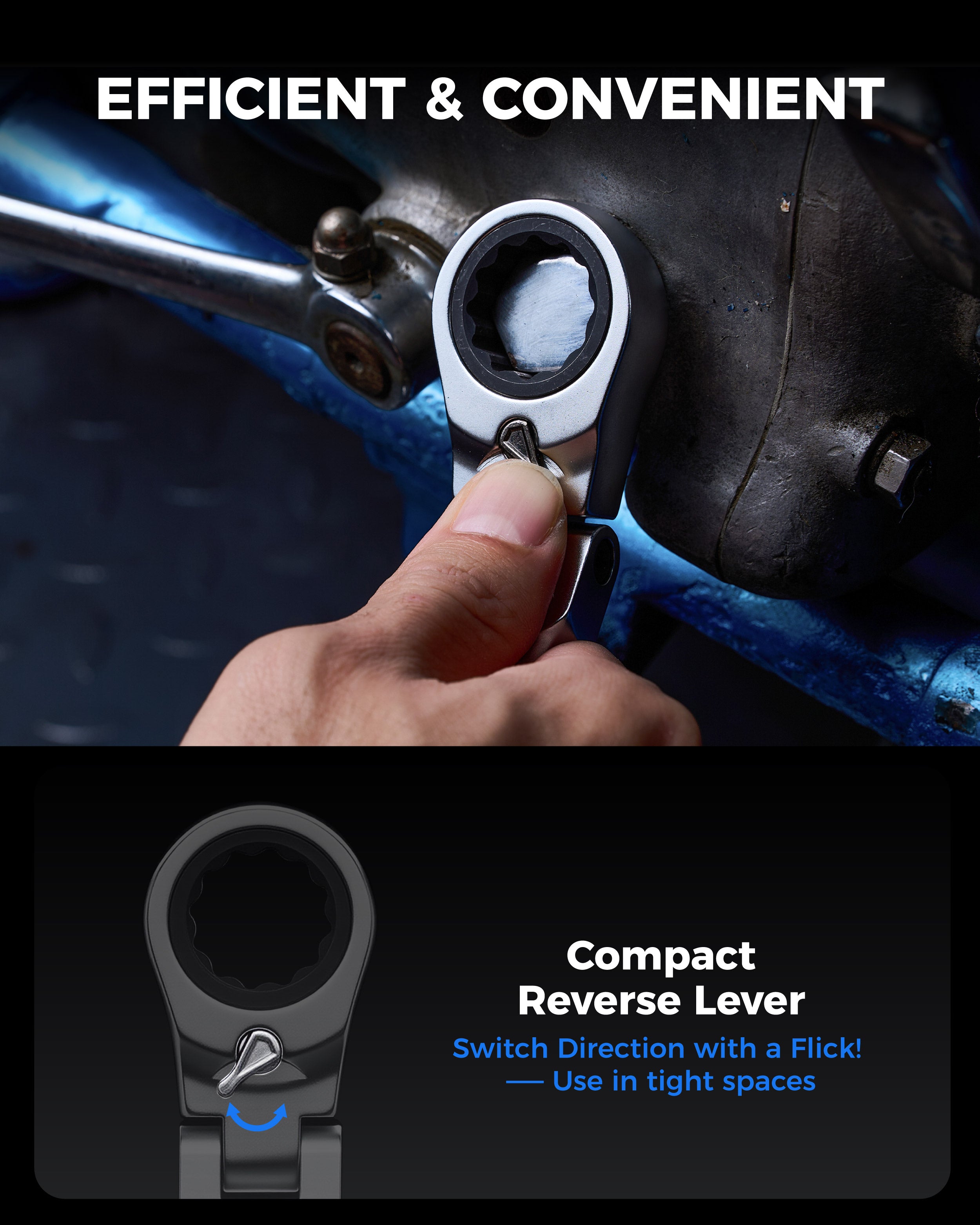 Reversible Flex-Head Ratchet Wrench Set