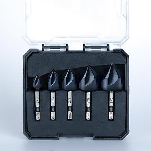 TOOLANT Noir-Ti Cobalt Countersink Drill Bit Set(Pro), Titanium Aluminum Nitride Coated with Quick Change Hex Shank