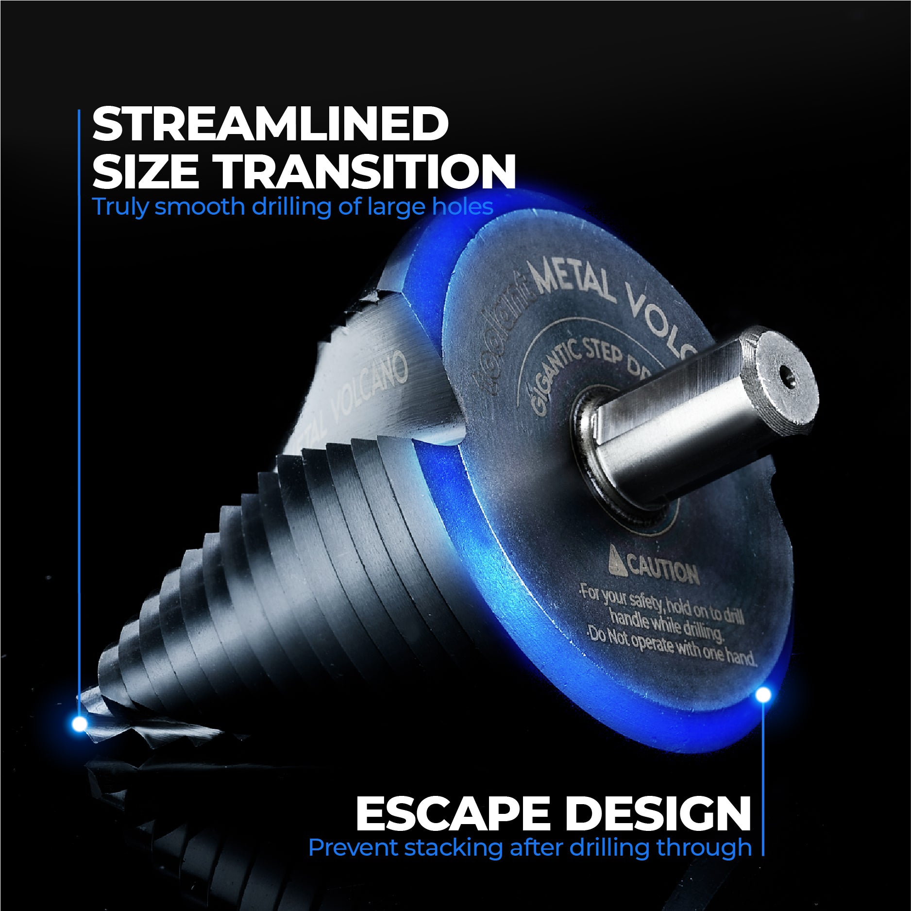 Gigantic Step Drill Bit,1/4" - 2-1/2" 15 Step Size, 1/2" Shank for Metal, Aluminum, Wood, Plastic