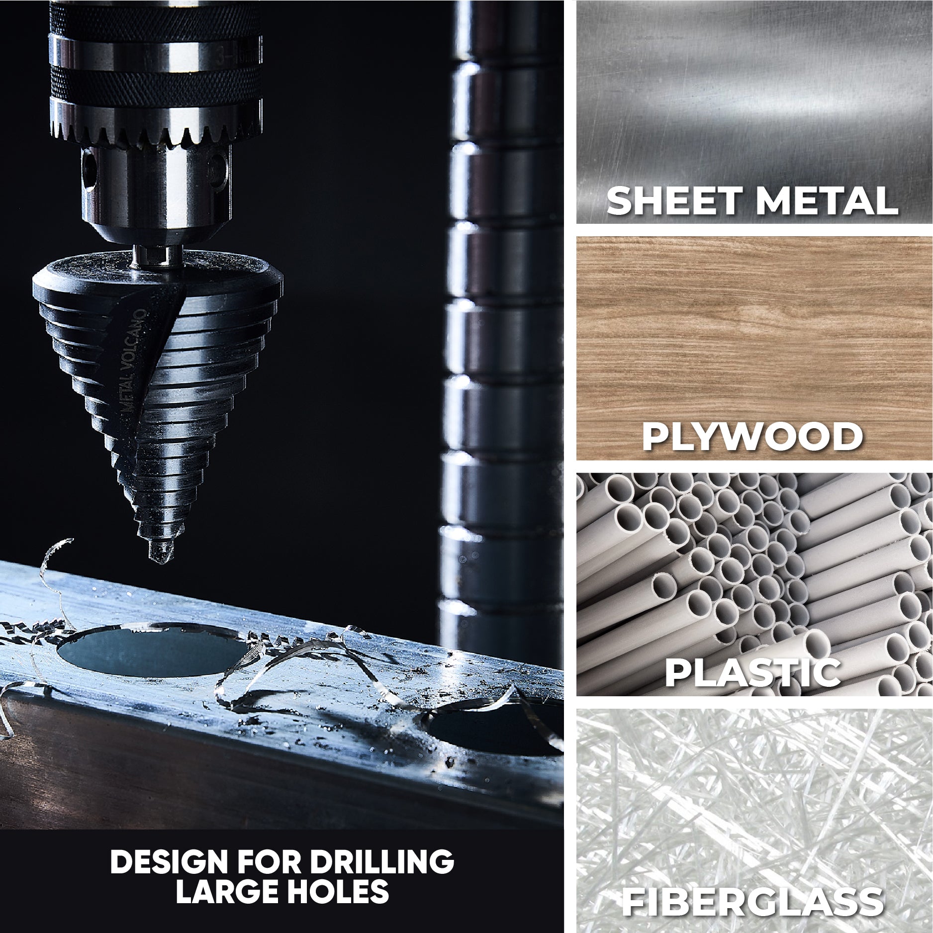 Gigantic Step Drill Bit,1/4" - 2-1/2" 15 Step Size, 1/2" Shank for Metal, Aluminum, Wood, Plastic