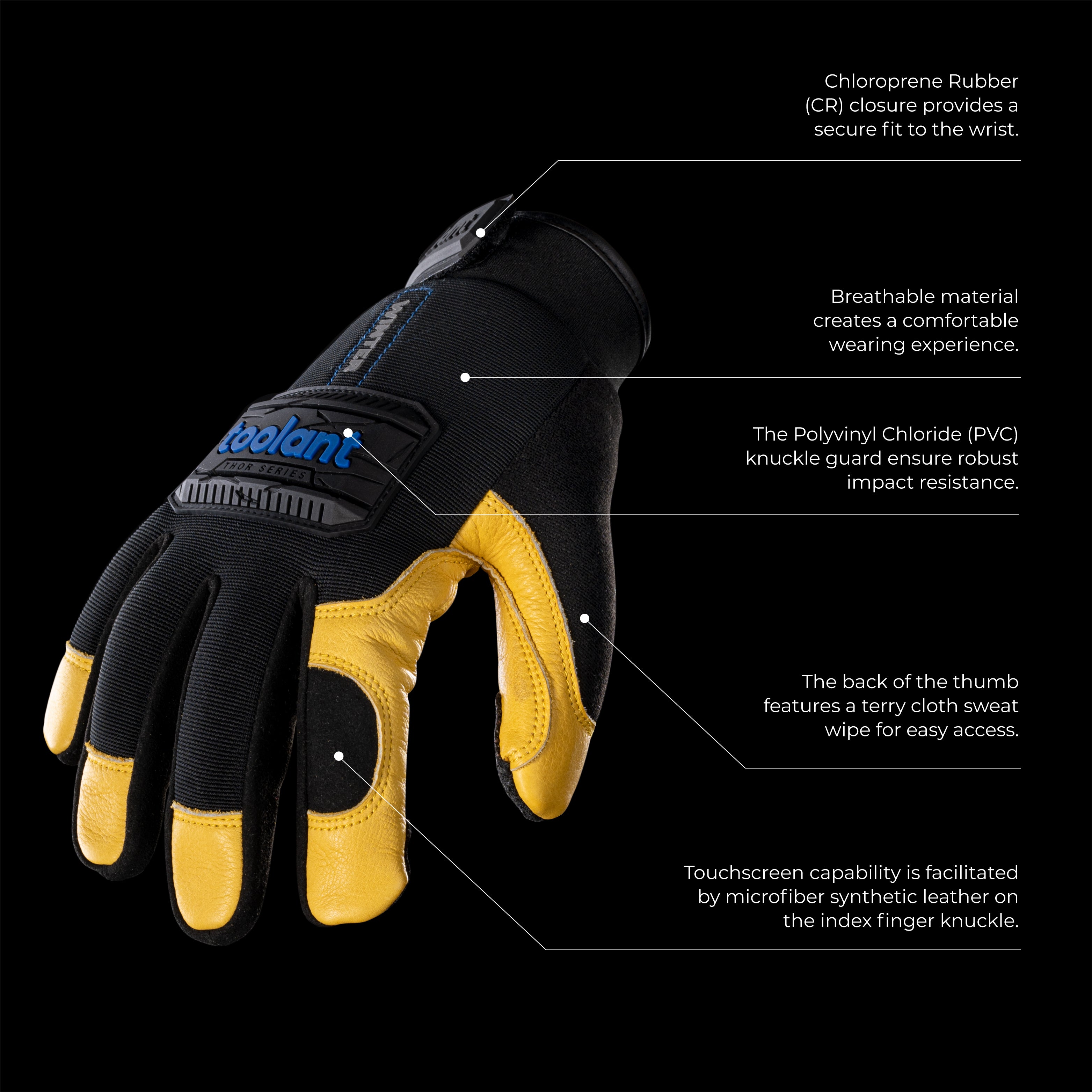 toolant Waterproof Winter Leather Work Glove Men, Thor Series