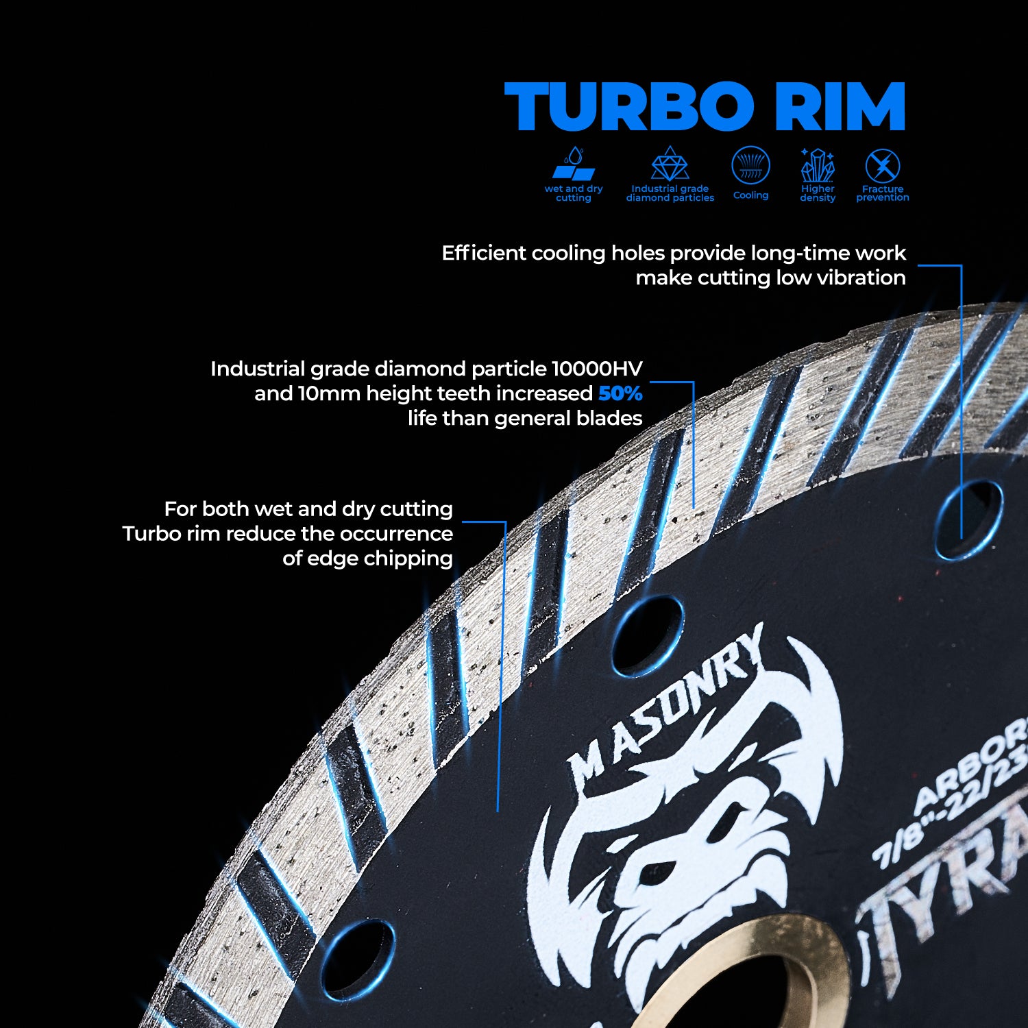 4.5" and 7'' Diamond Saw Blades, 7/8”-5/8” Arbor