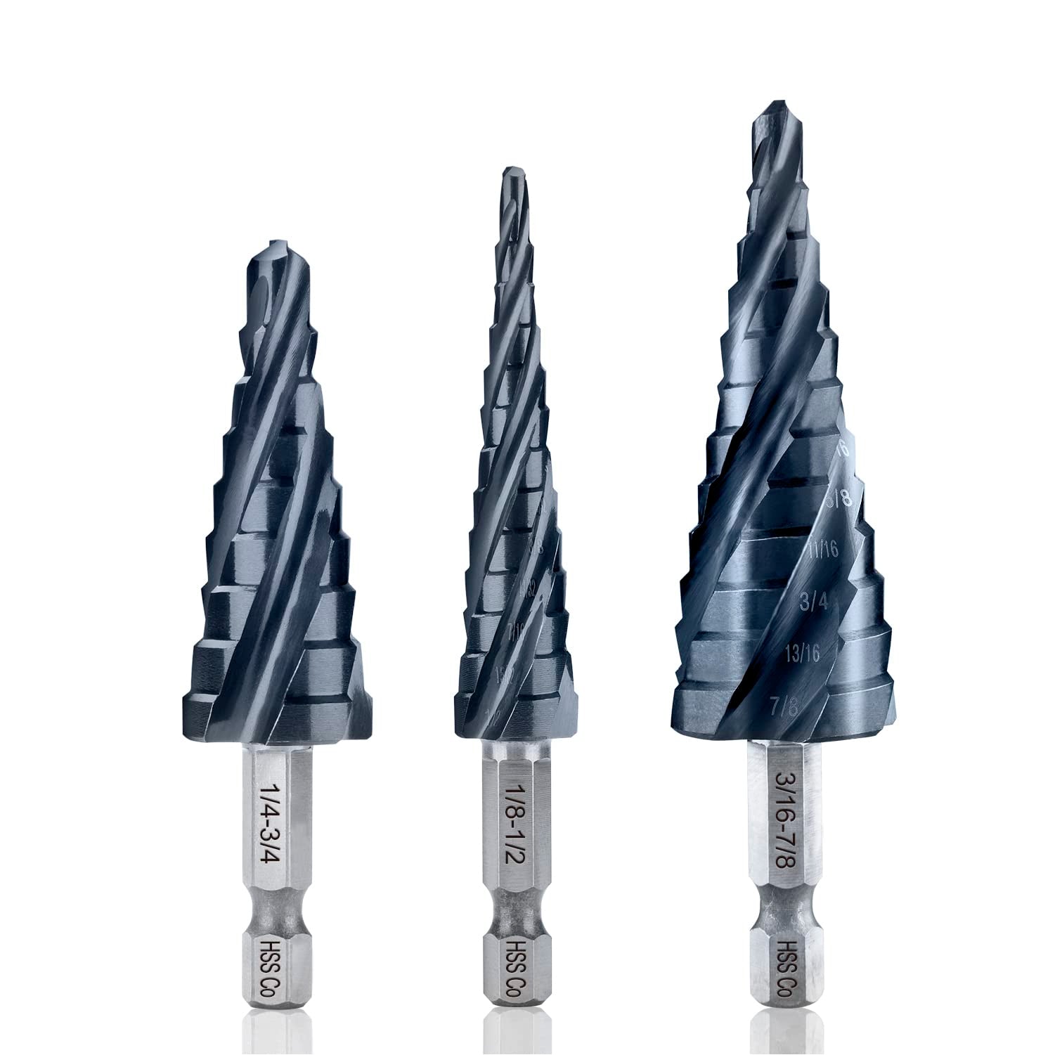 M35 Cobalt Four Spiral Flutes Step Drill Bits for Metal | toolant