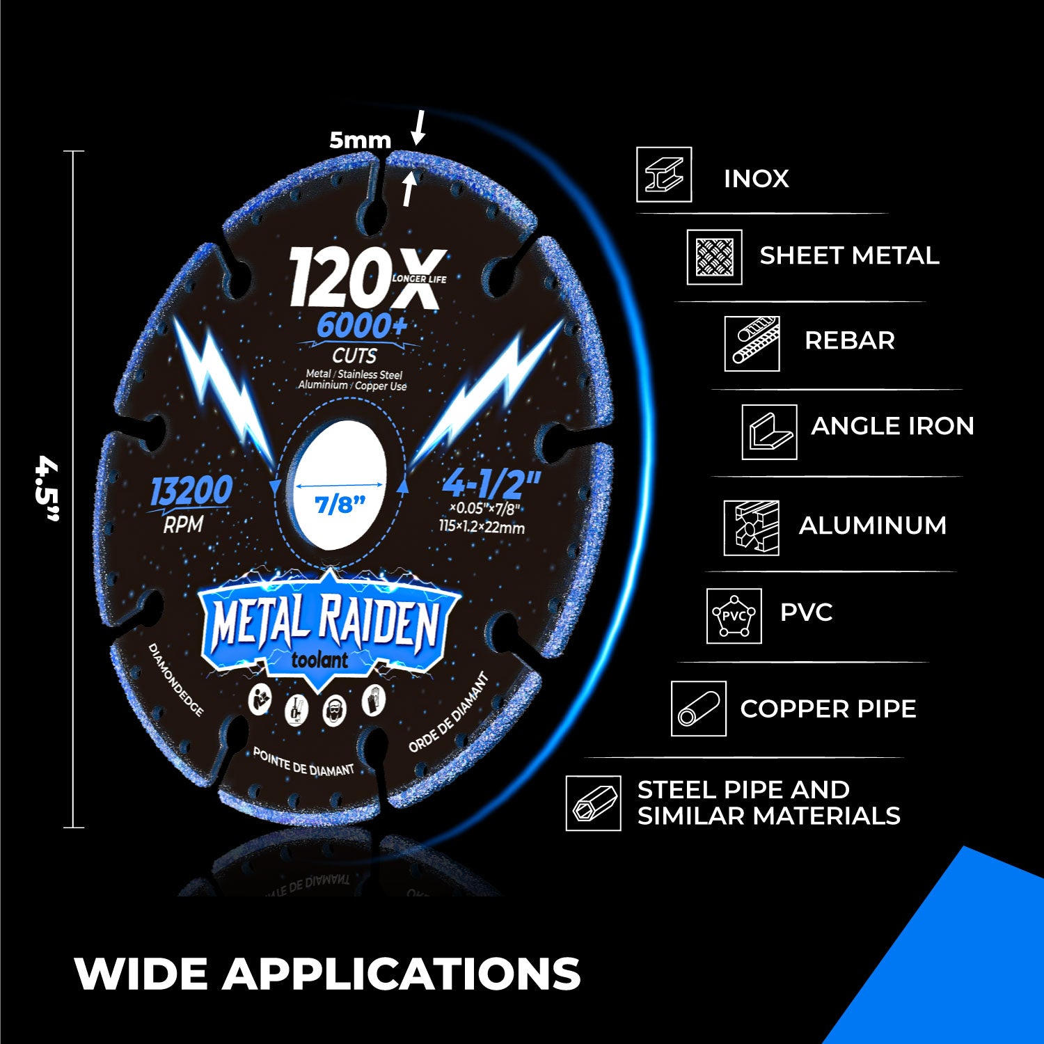 4-1/2" Diamond cutting wheel for metal