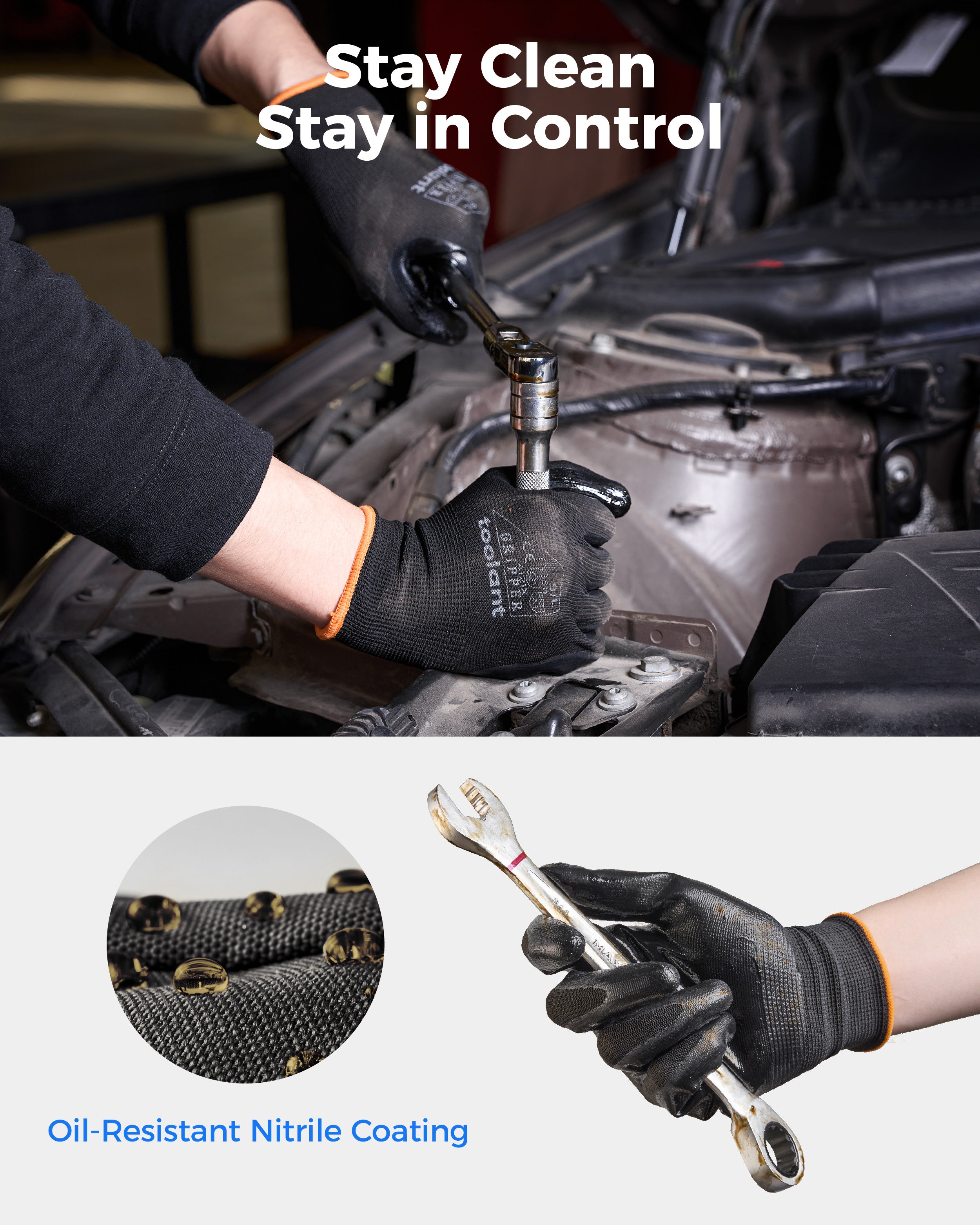 Oil Resistant Nitrile Coating Work Gloves, 12-Pairs