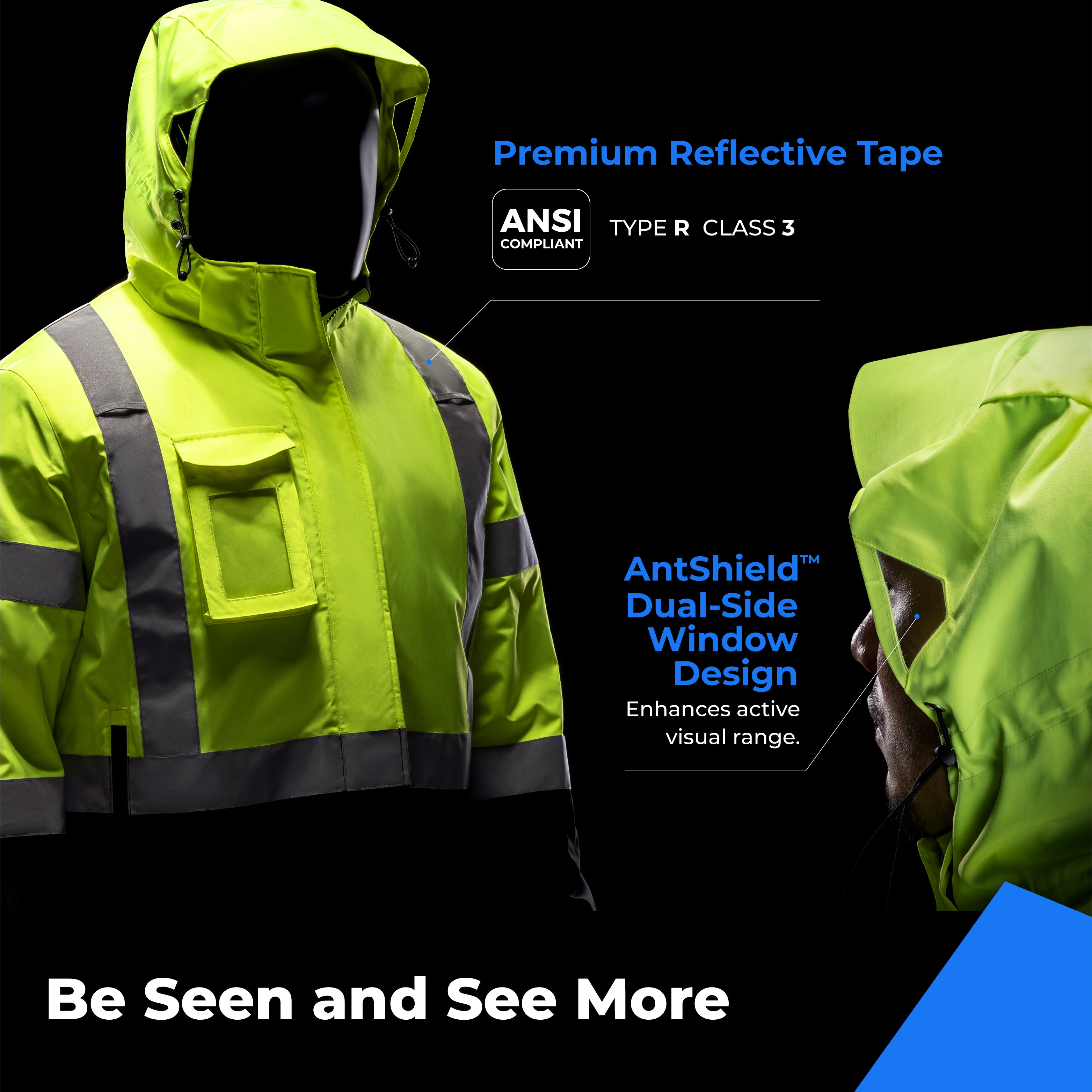 Reflective Safety Jacket 360° Reflactive Green color Net Radium Type