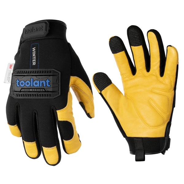 Thor Winter Mechanic Gloves, Heavy Duty, Warm 3M Insulate Lining, Touchscreen, with Impact Protection