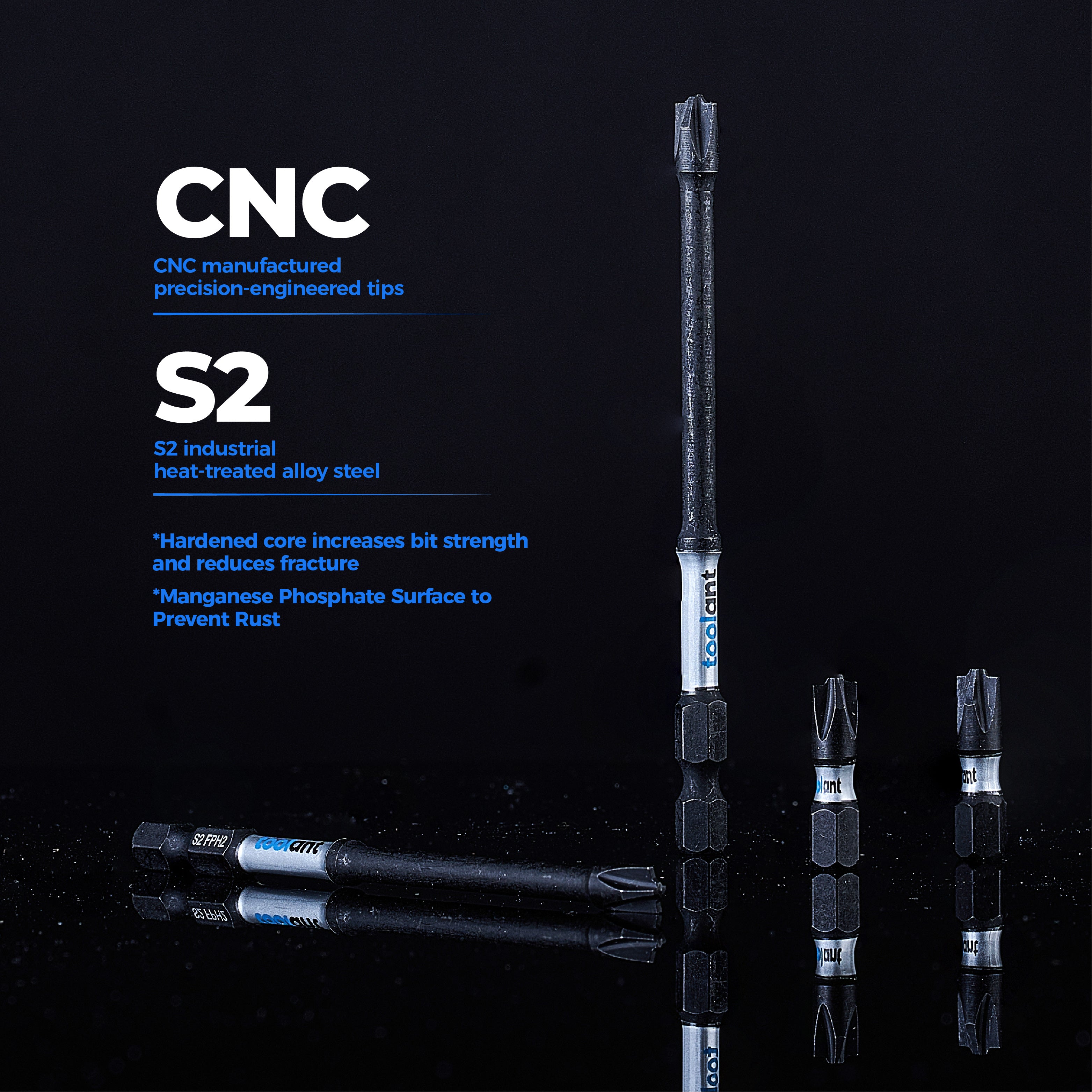 TB-Fit Electrician Impact Screwdriver Bit CNC Machined Tips with Magnetism