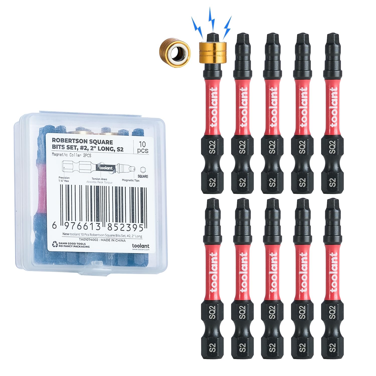 Square Bit Set, Impact S2 Steel Square Drill bit with Magnetic CNC Machined Tips