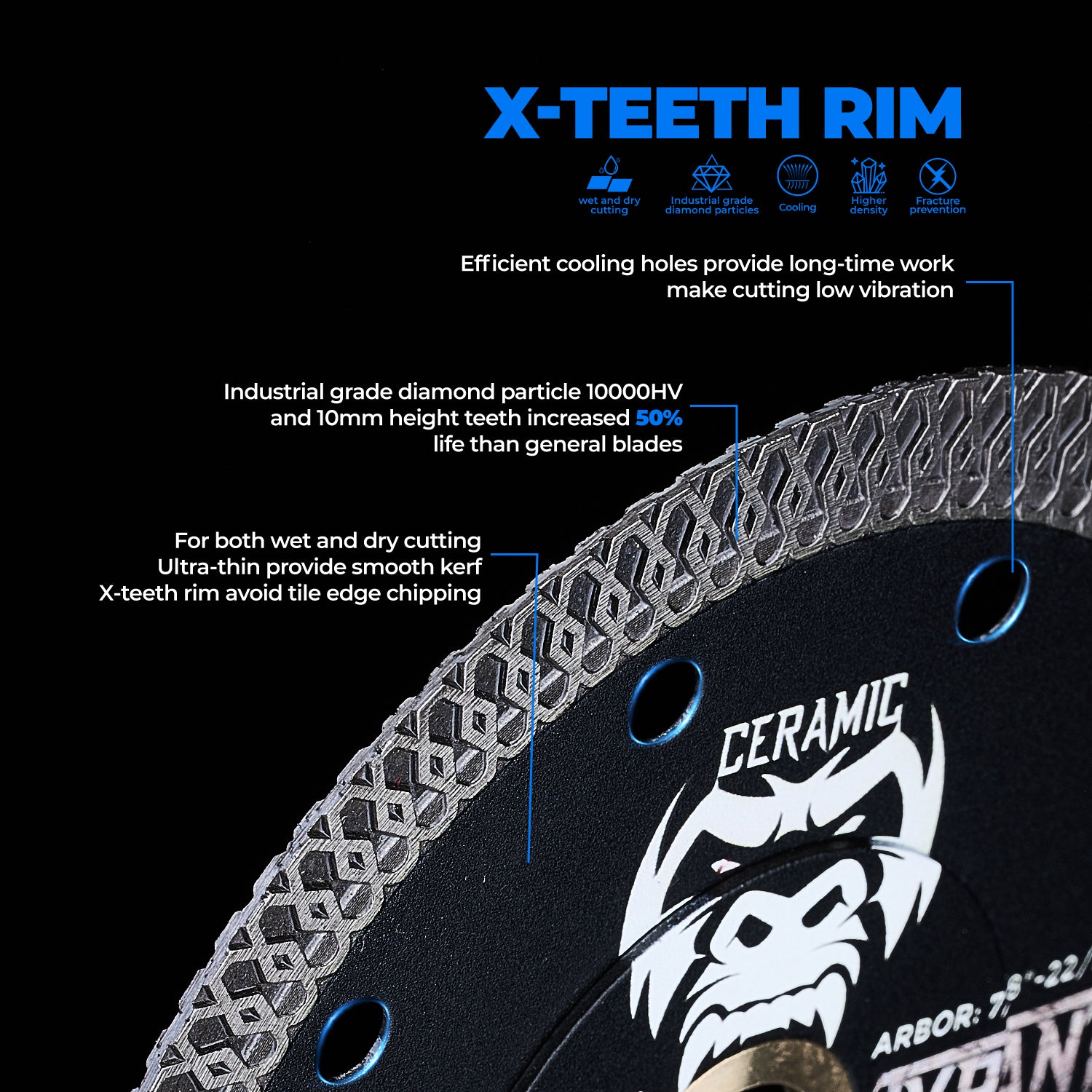 4.5" and 7'' Diamond Saw Blades, 7/8”-5/8” Arbor