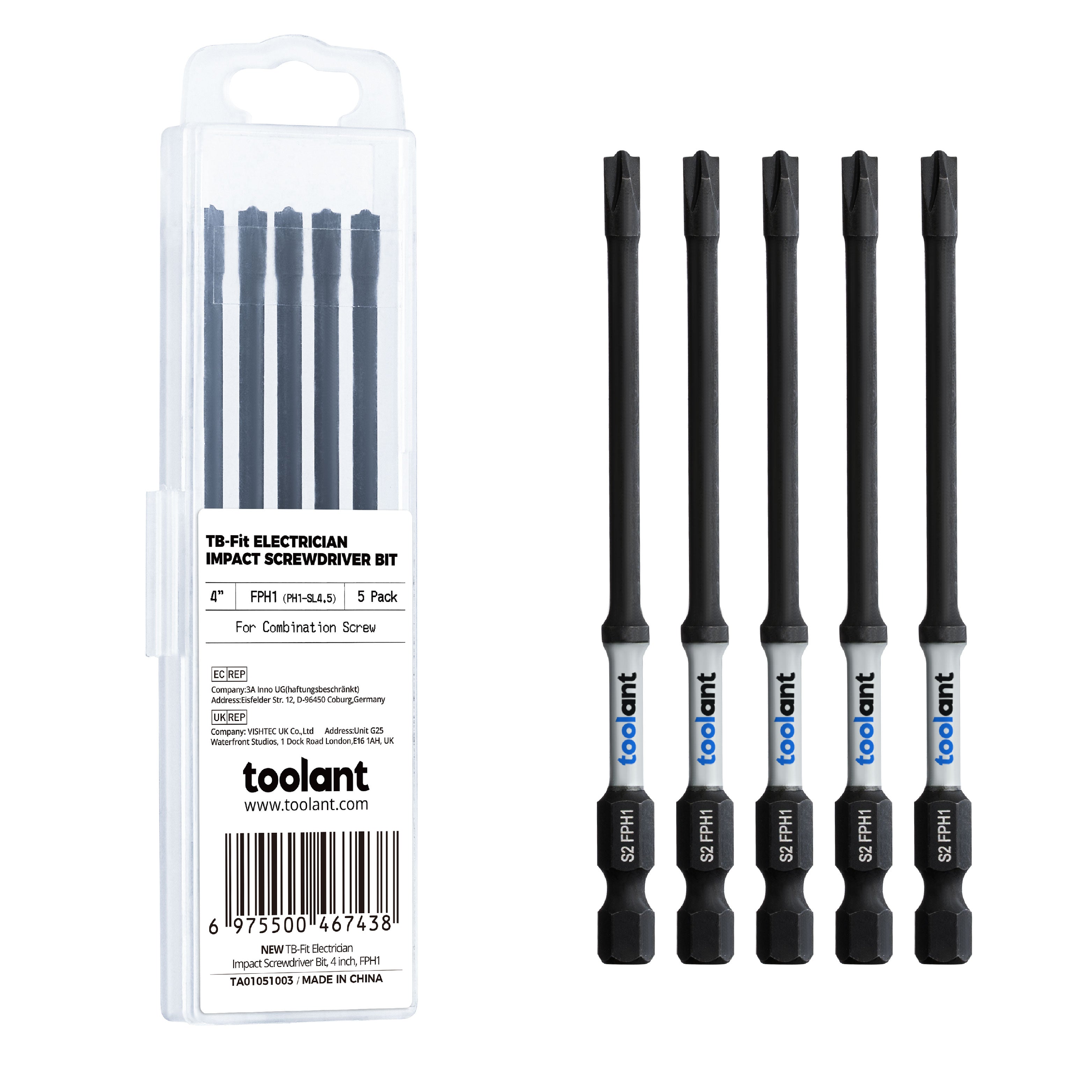 TB-Fit Electrician Impact Screwdriver Bit CNC Machined Tips with Magnetism