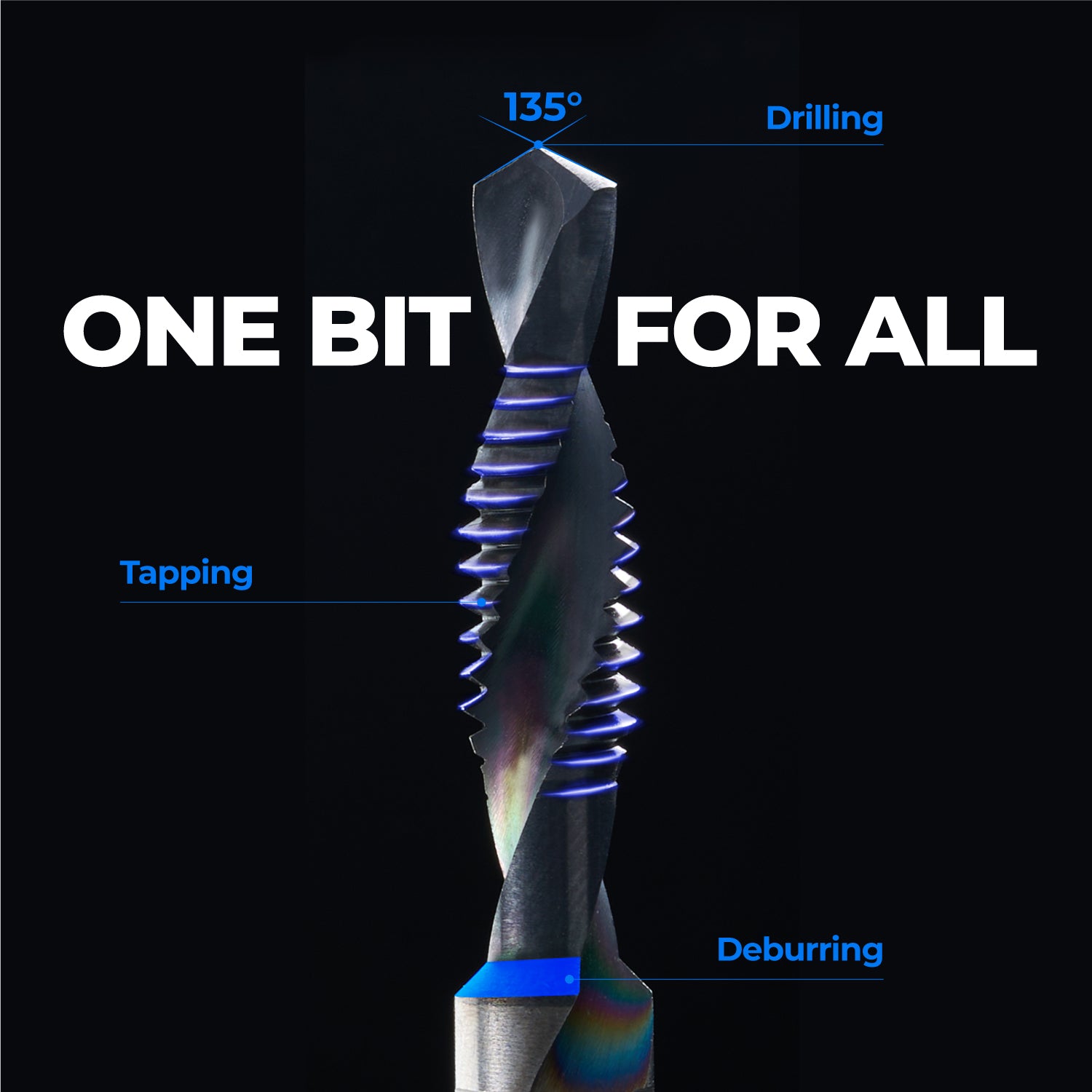 Combination Drill and Tap Bit Set, One-Step Drilling, Tapping, and Deburring/Countersinking for Stainless Steel, Aluminum,Copper, Plastic, Mild Steel