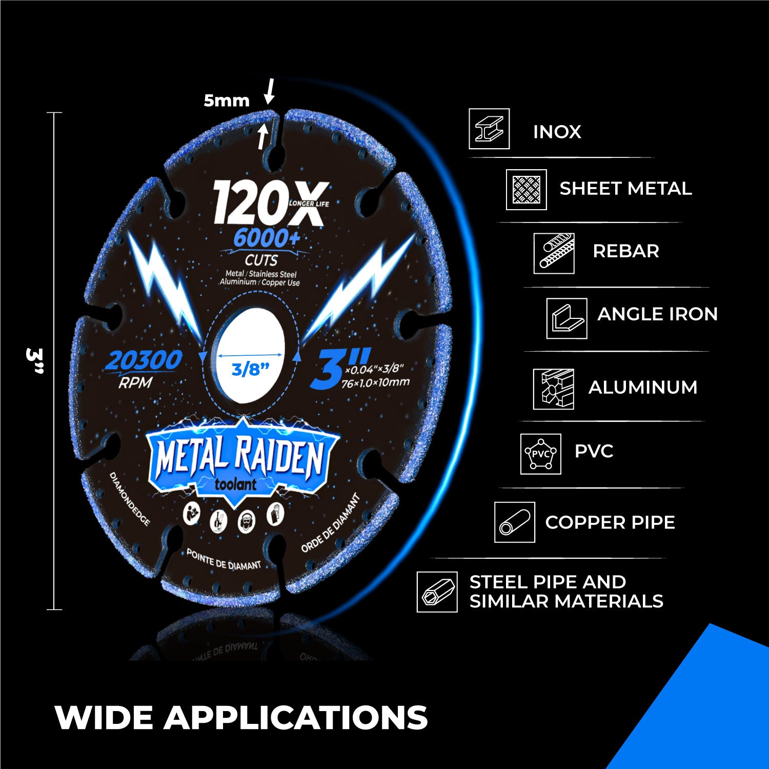 Diamond Cutting Wheel for Metal, Featuring Widen Diamond Coated Edges for Pro