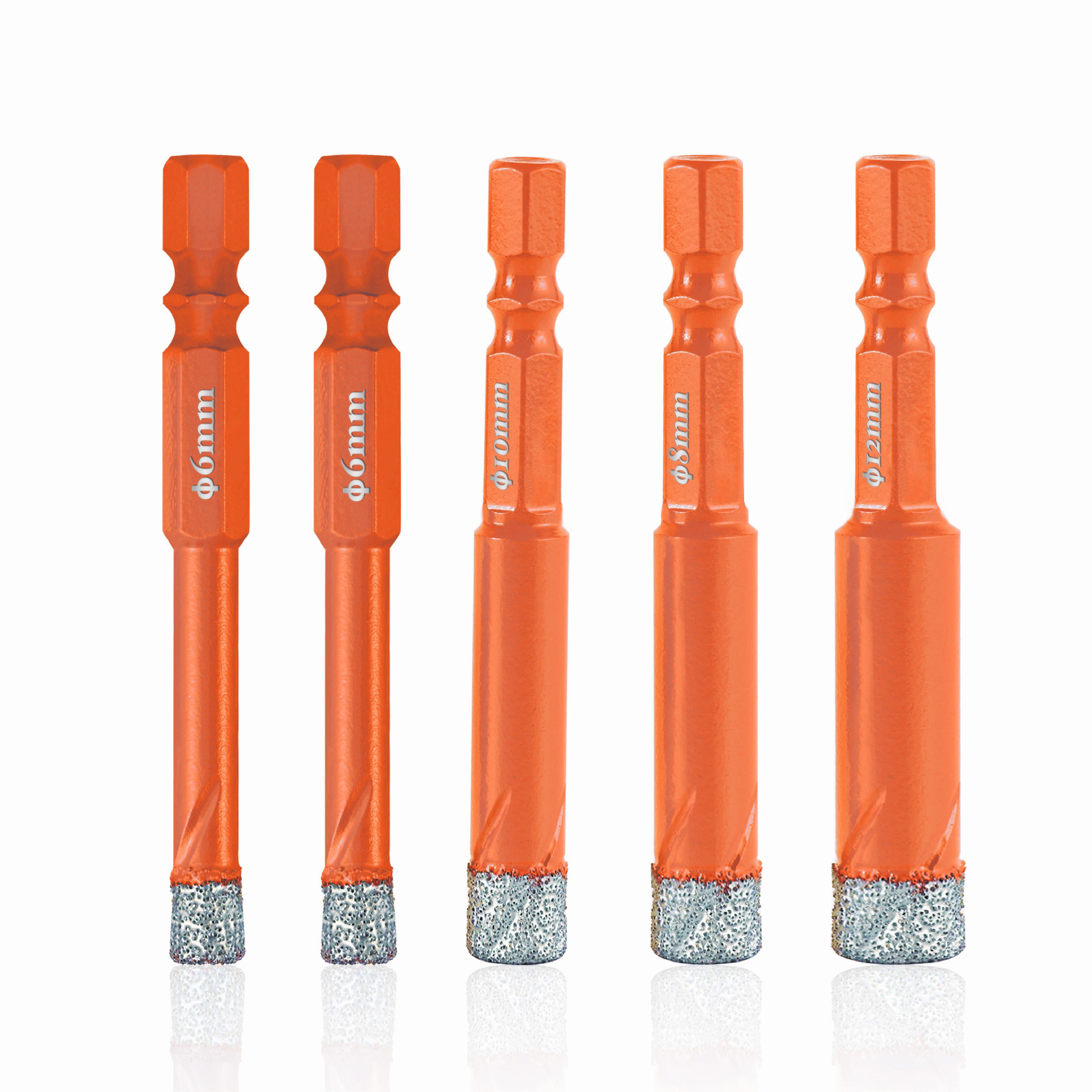 Dry Diamond Drill Bits with Quick Change Hex Shank for Glass Granite Porcelain Tile Ceramic Marble
