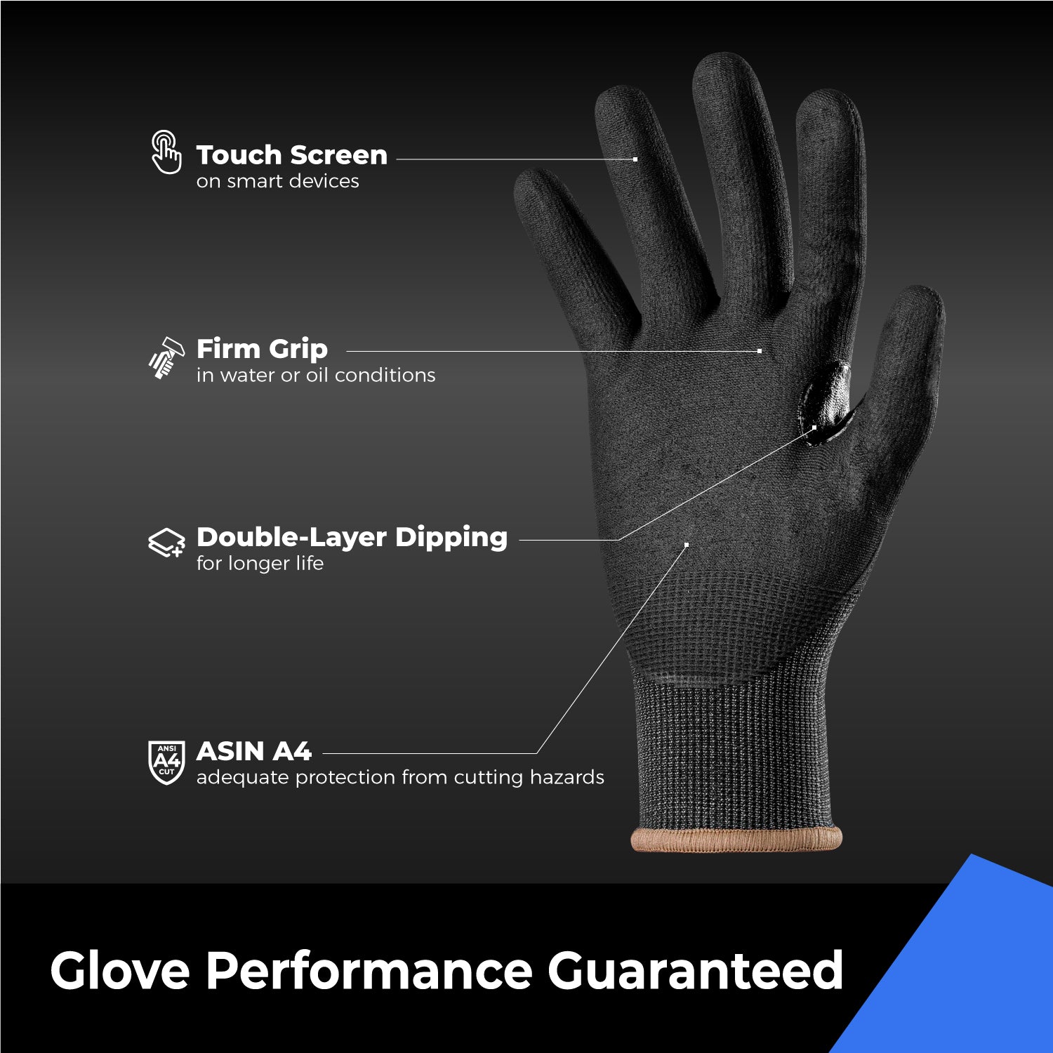 ANSI A4 Cut Resistant Work Gloves