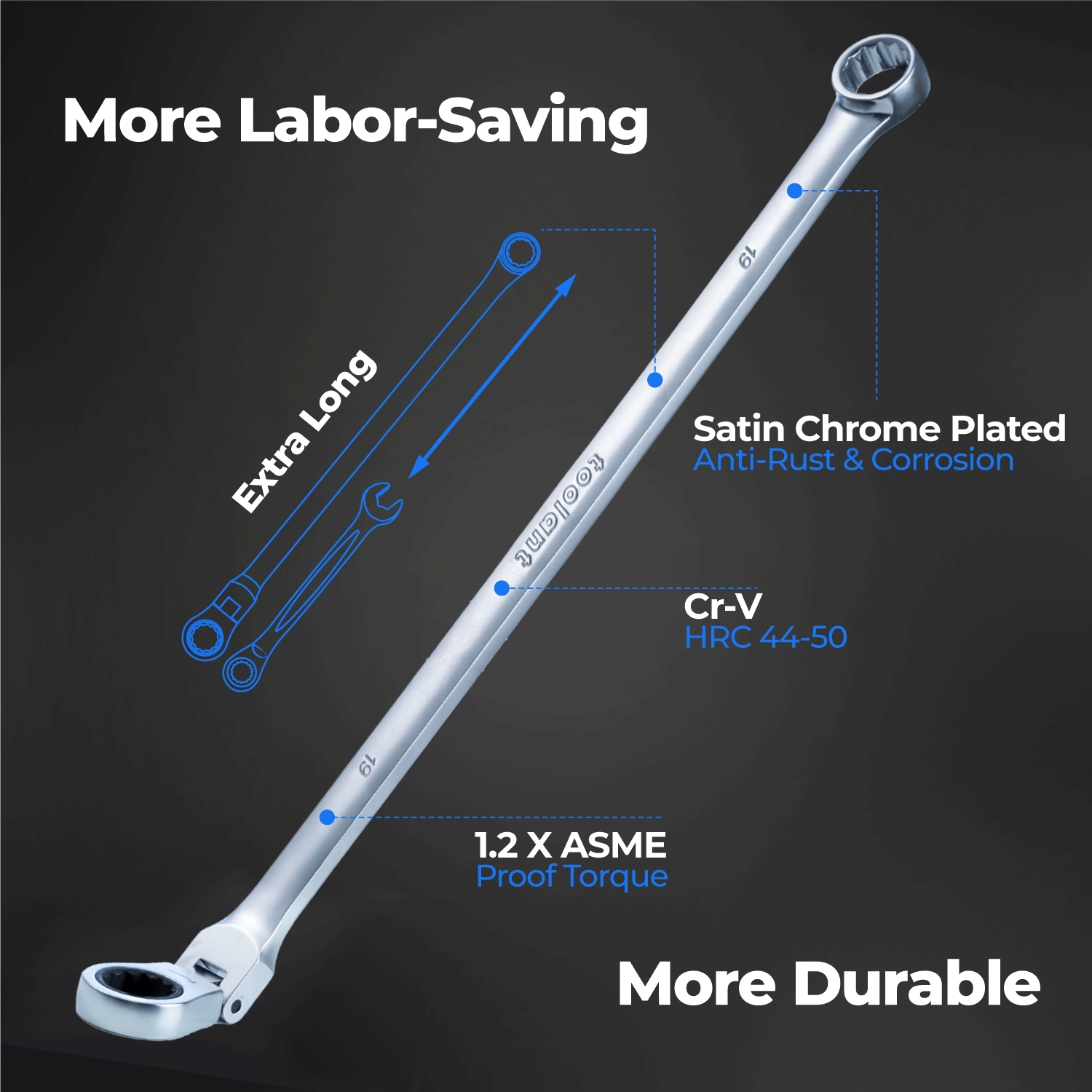 Box End Ratche Extra Long Flex Head & Double Box End Ratcheting Wrench Set