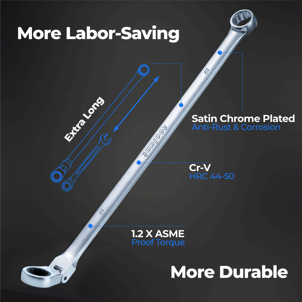 Box End Renhc Extra Long Flex Head & Double Box End Ratcheting Wrench Set