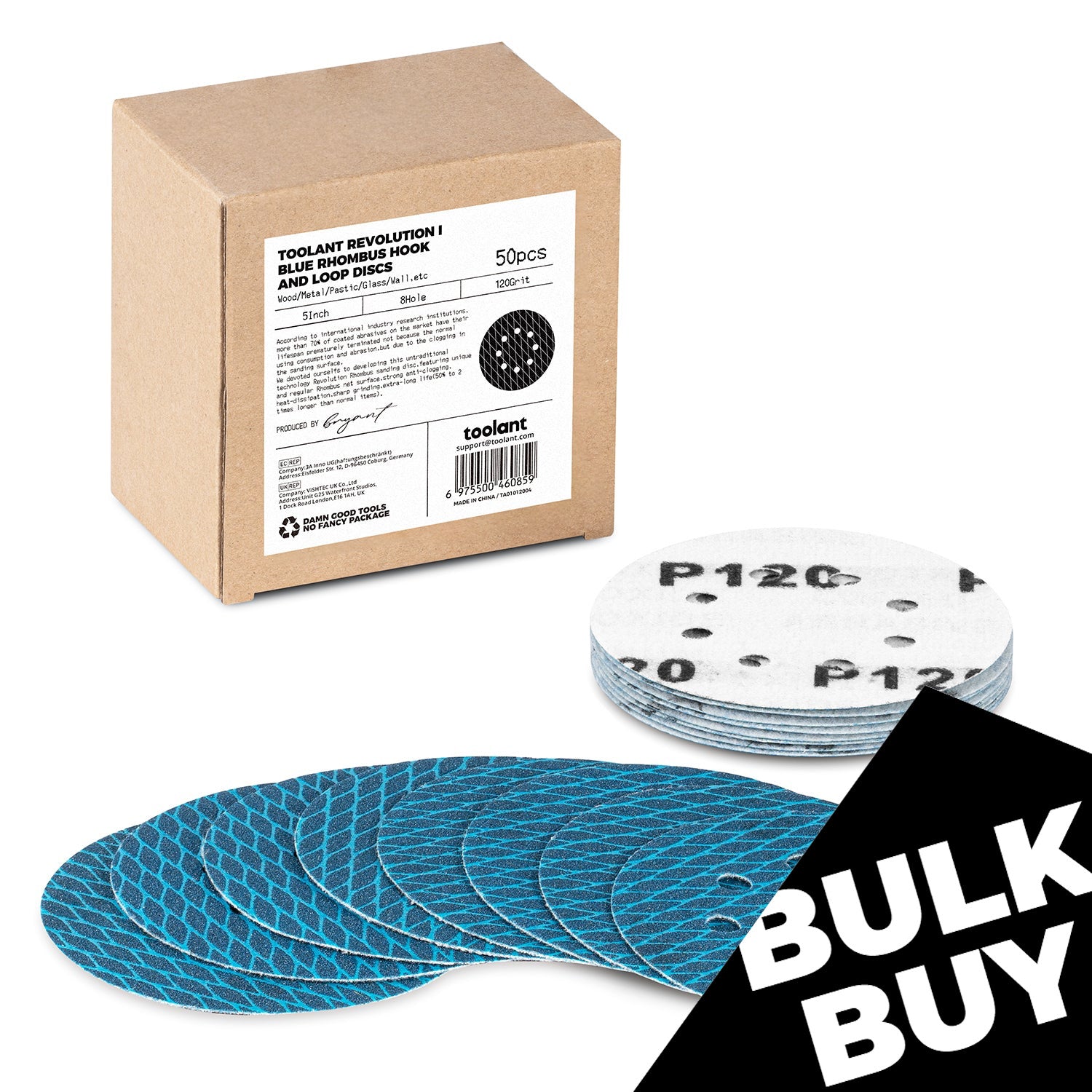 [Bulk Buy] Diamond Shape 5 Inch & 6 Inch 8 Hole Dust-Free Sanding Disc Hook and Loop Pads