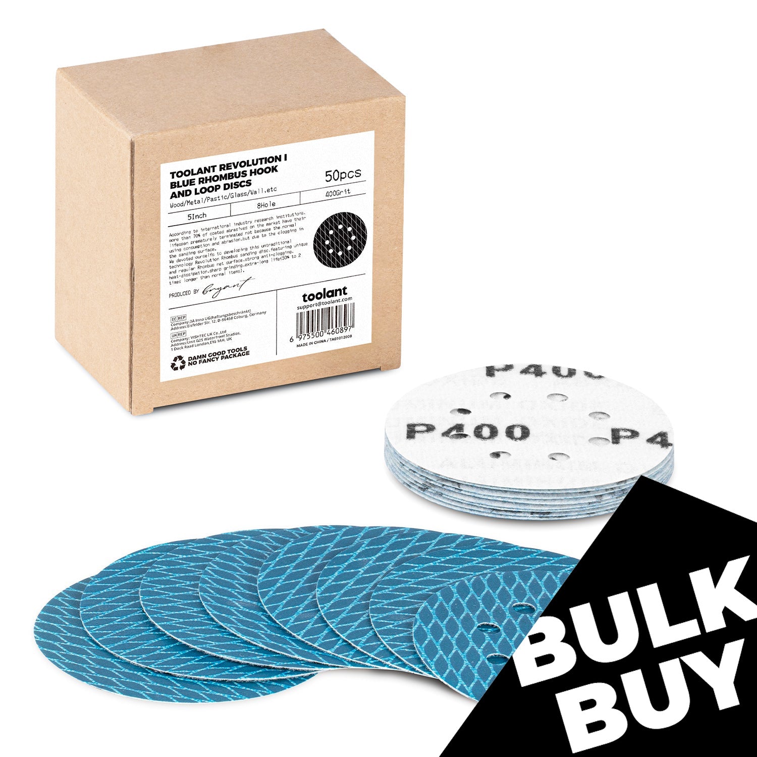 [Bulk Buy] Diamond Shape 5 Inch & 6 Inch 8 Hole Dust-Free Sanding Disc Hook and Loop Pads