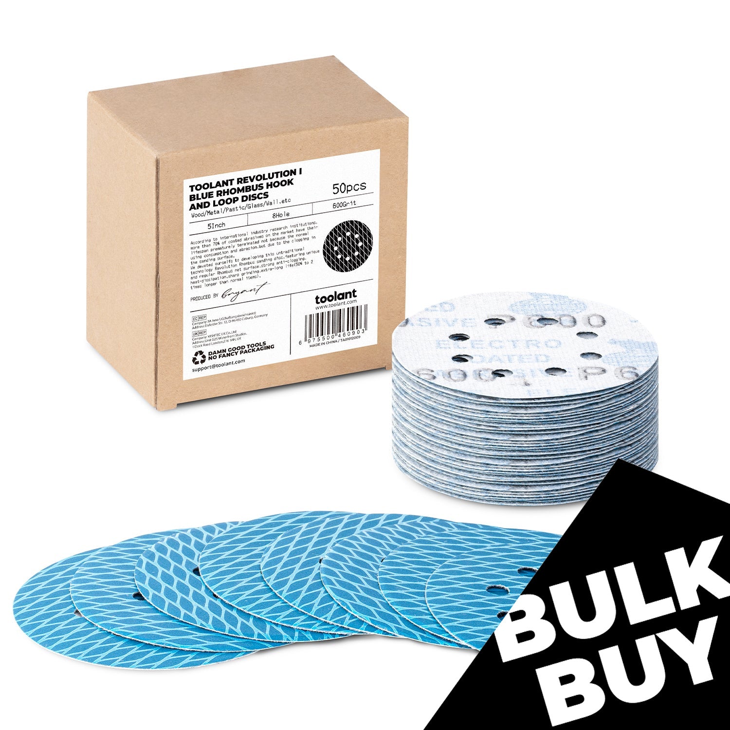 [Bulk Buy] Diamond Shape 5 Inch & 6 Inch 8 Hole Dust-Free Sanding Disc Hook and Loop Pads