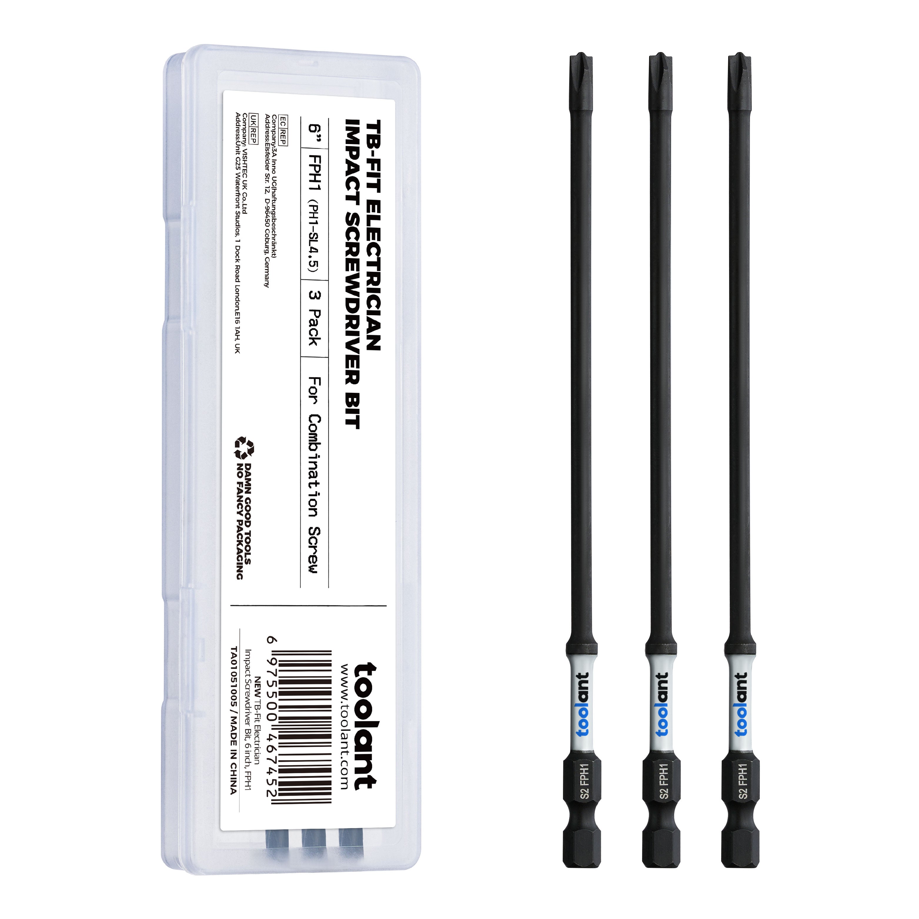 TB-Fit Electrician Impact Screwdriver Bit CNC Machined Tips with Magnetism