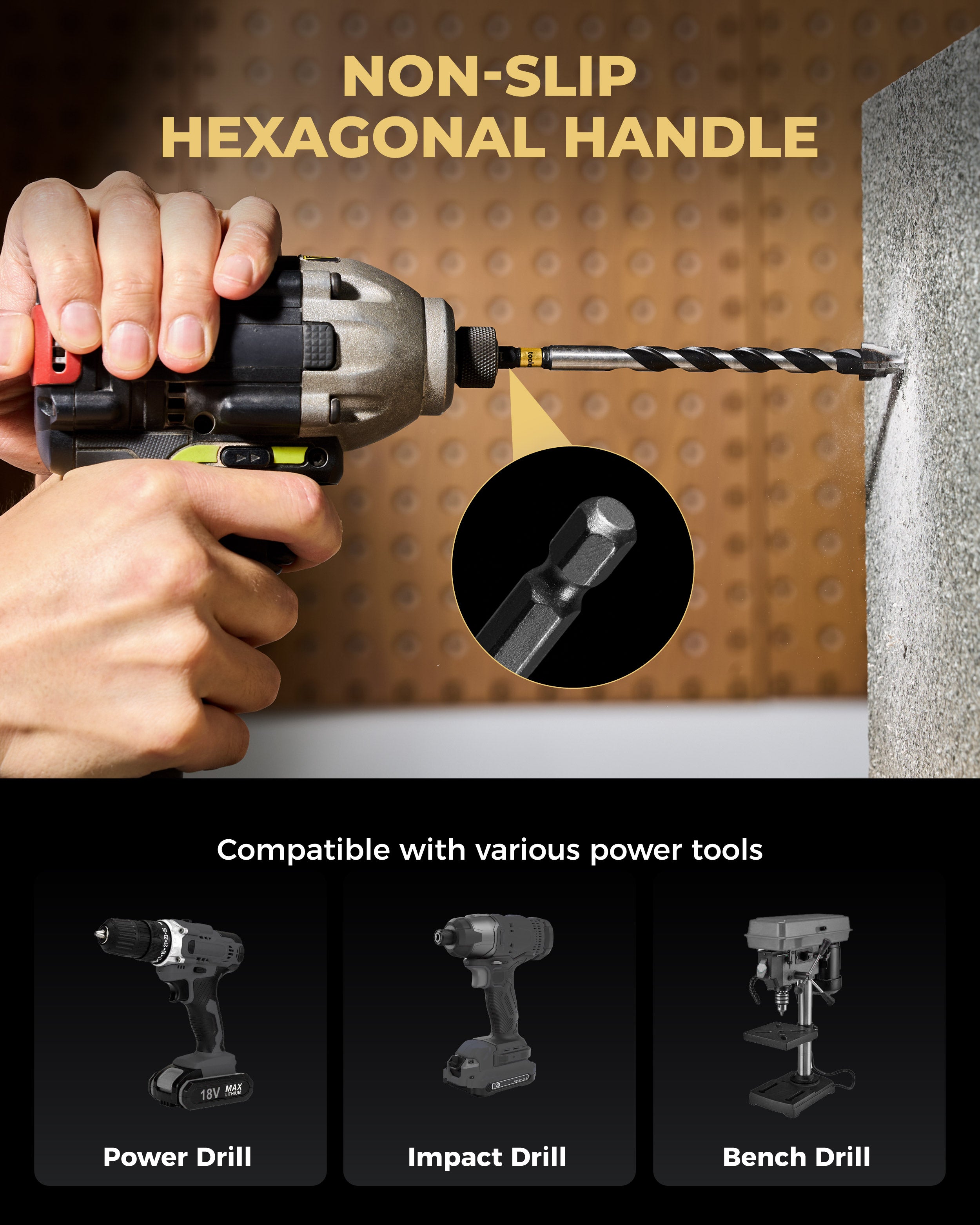 Step-tip Eccentric Masonry Drill Bit Set