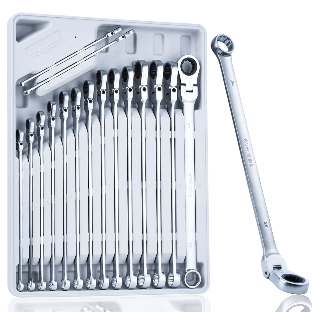 Extra Long Flex Head & Double Box End Ratcheting Wrench Set