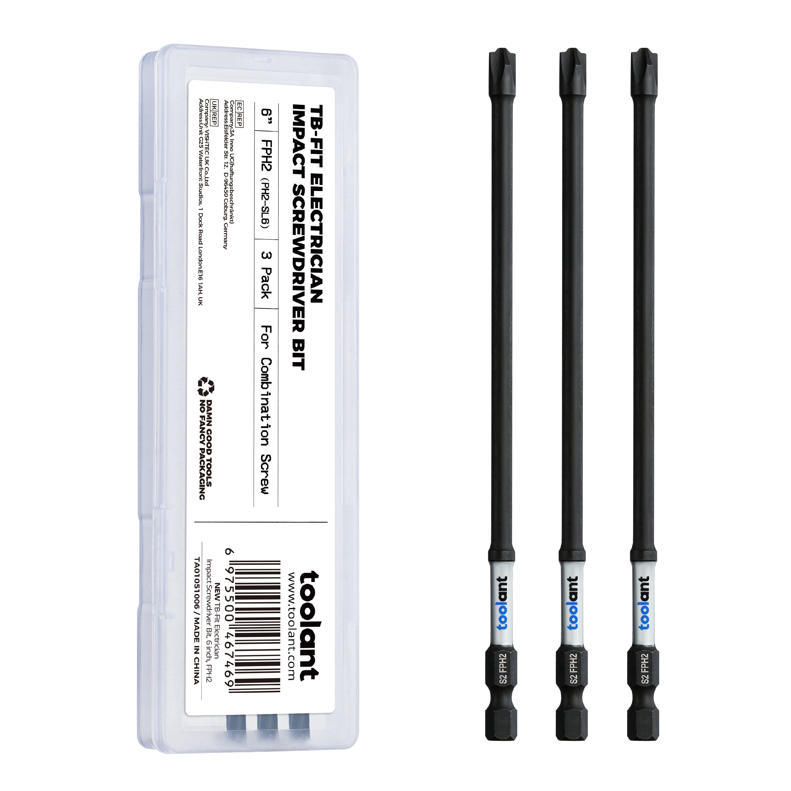 TB-Fit Electrician Impact Screwdriver Bit CNC Machined Tips with Magnetism