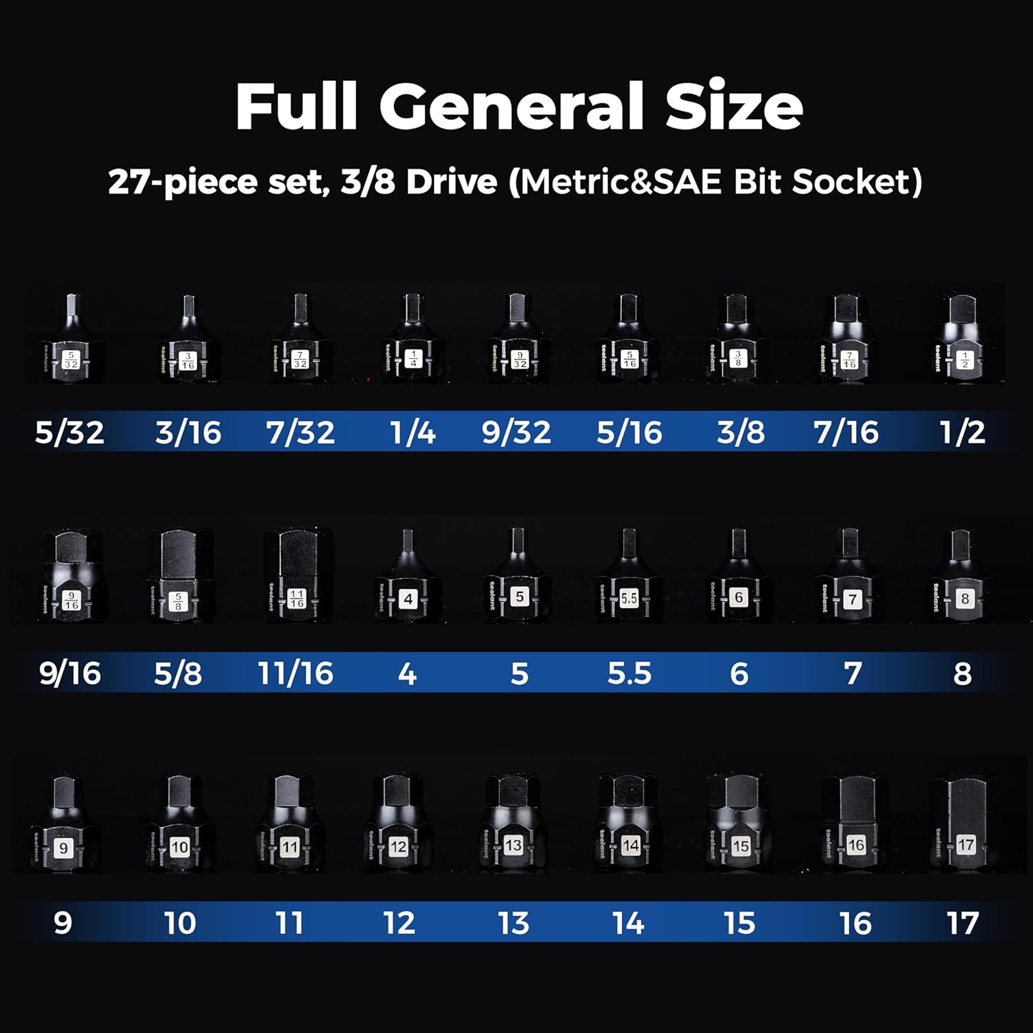 toolant 3/8"&1/2"impact hex bit socket set, hex drive