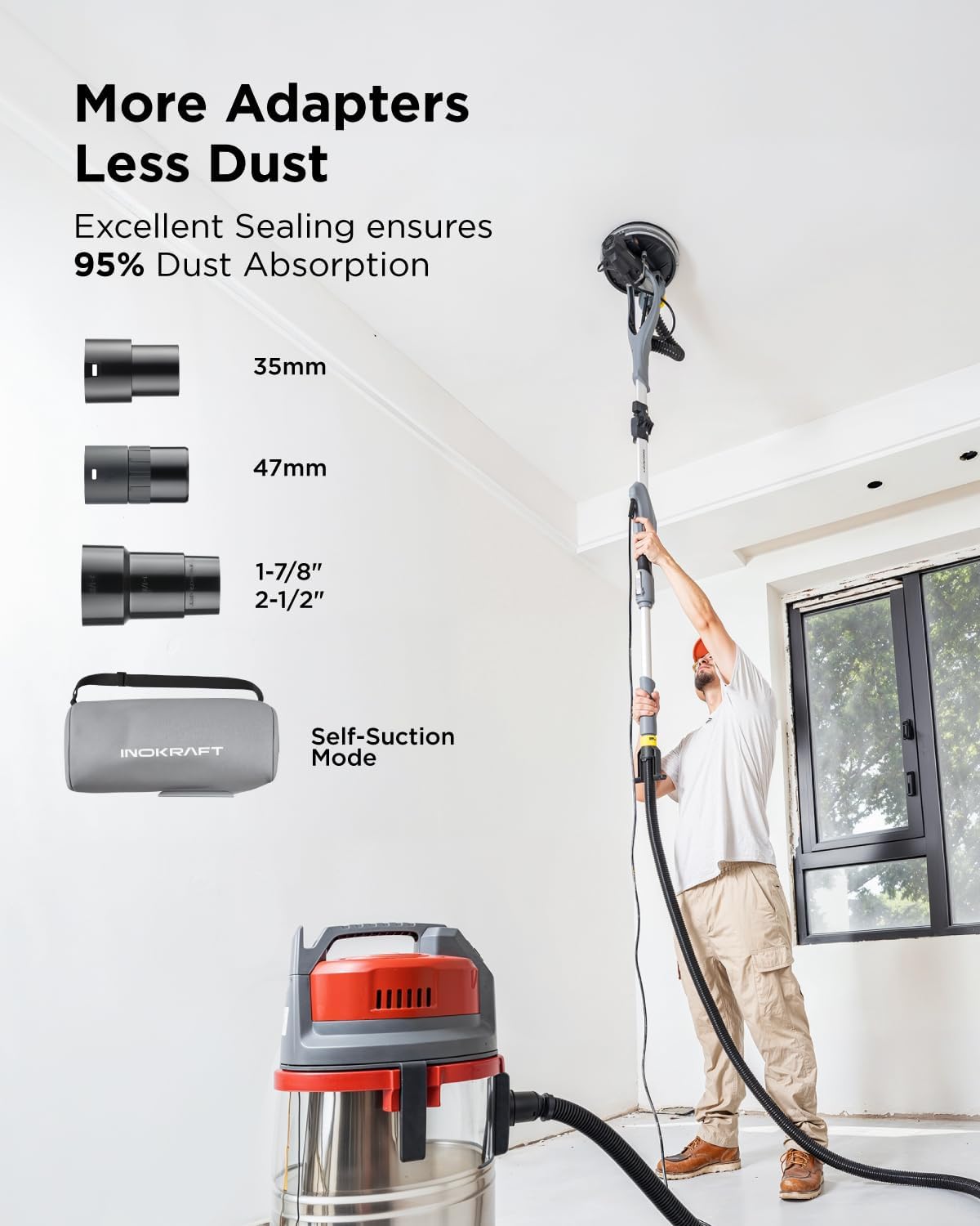 InoKraft Drywall Sander with Vacuum Dust Collector