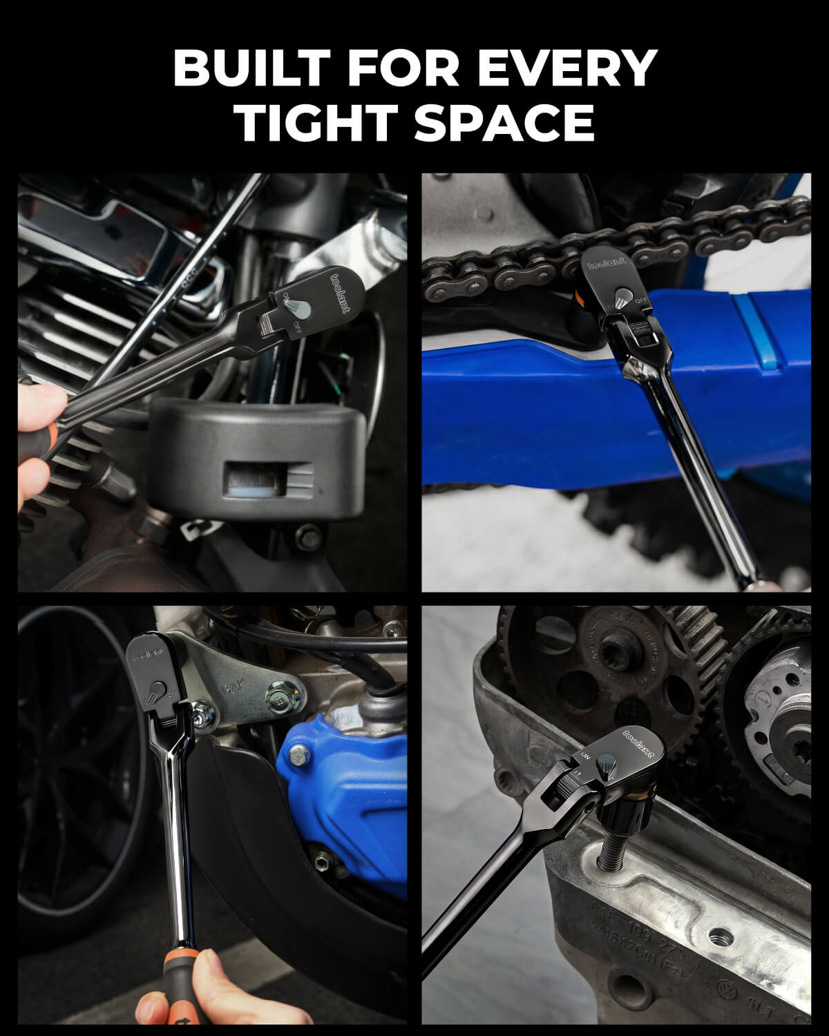 3/8" Drive Flex Head Ratchet Wrenches with Rubber Handle