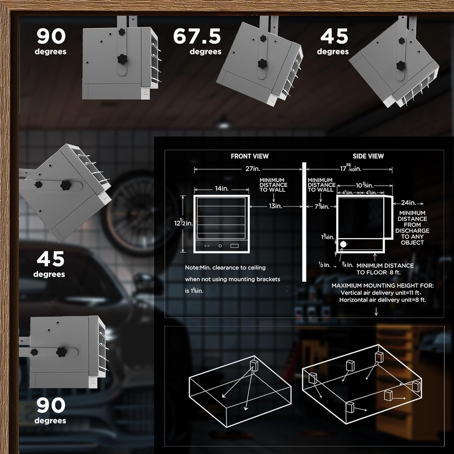 InoKraft MAXHEAT Electric Garage Heater with Remote, 240V Hardwired