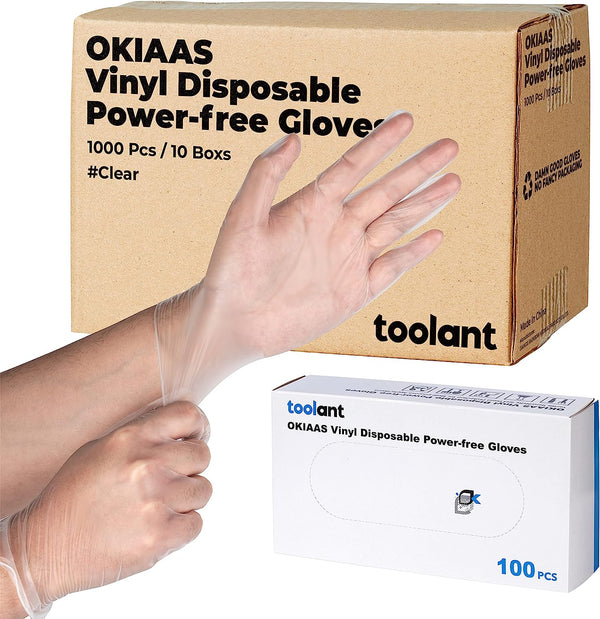 100 Count Clear Vinyl Disposable Gloves, 3 mil, Latex Free, Food Grade, Daily Work Gloves