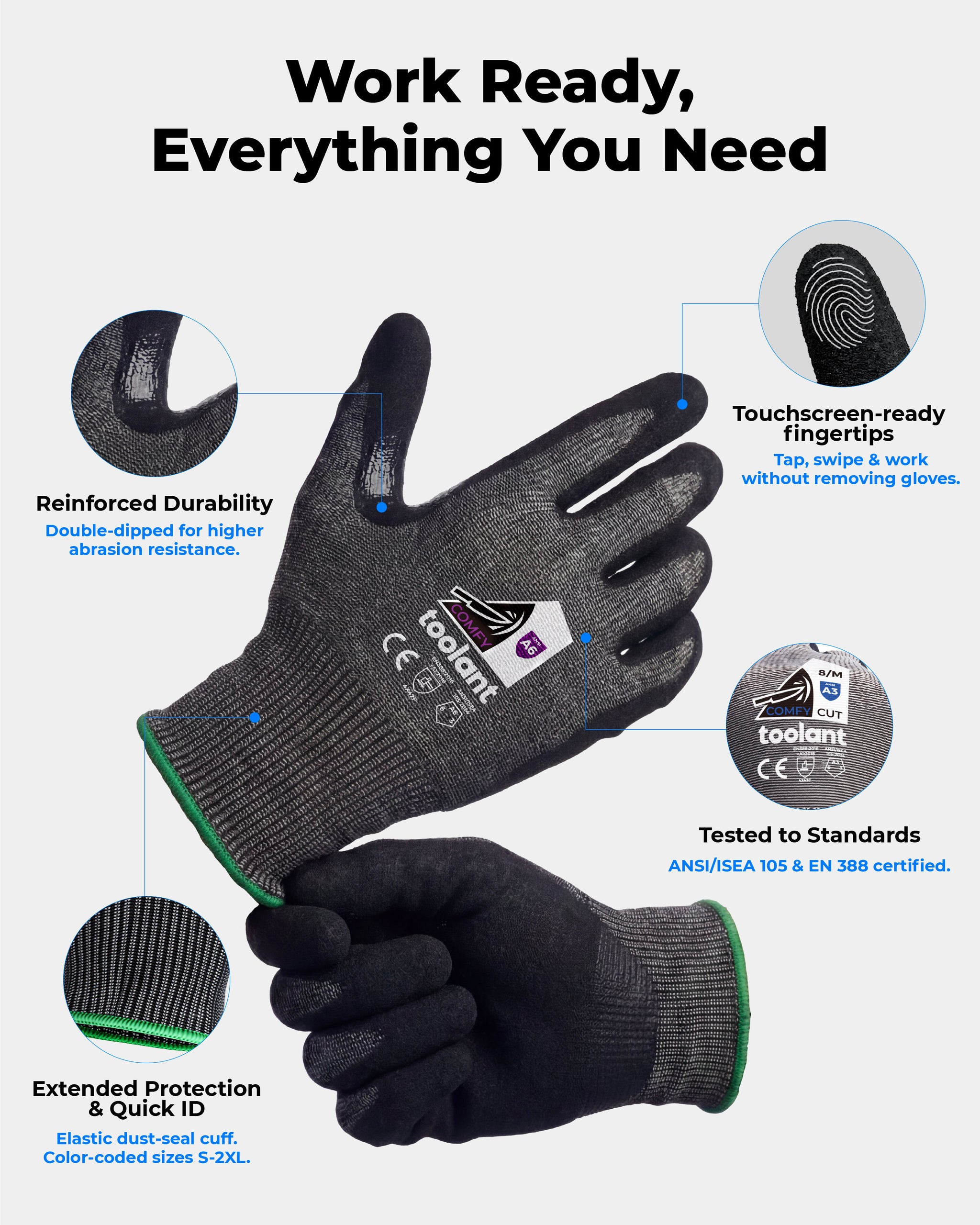 ComfyCut ANSI A6 Cut Resistant Gloves