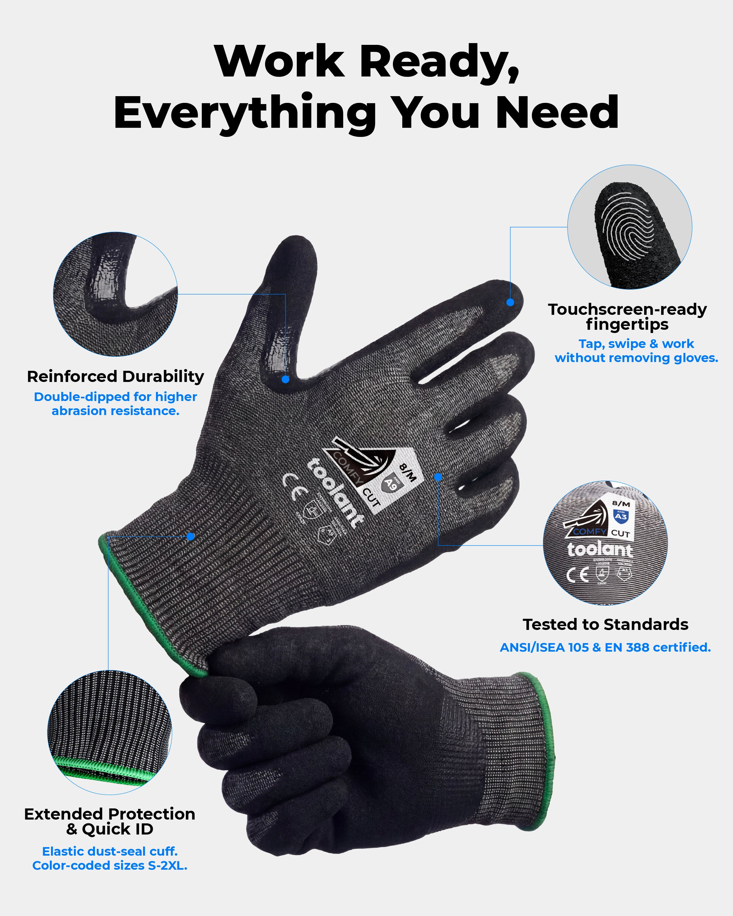 ComfyCut ANSI A9 Cut Resistant Gloves