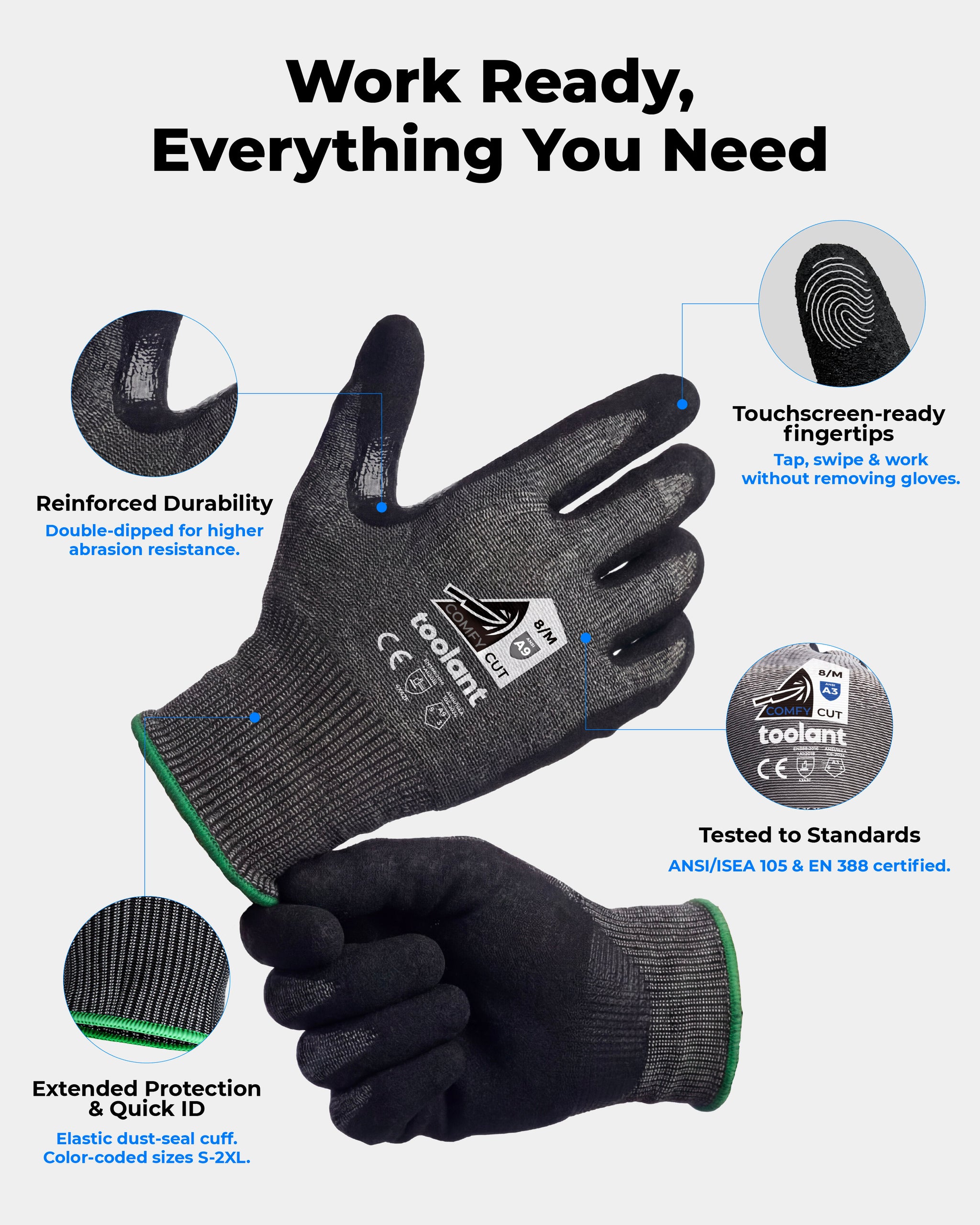 ComfyCut ANSI A9 Cut Resistant Gloves