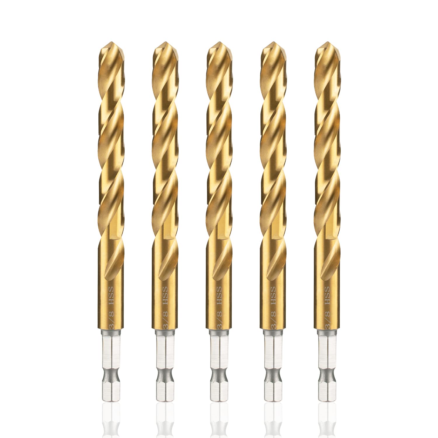 High Speed Steel Hex Shank Twist Drill Bits Set with Titanium Coating