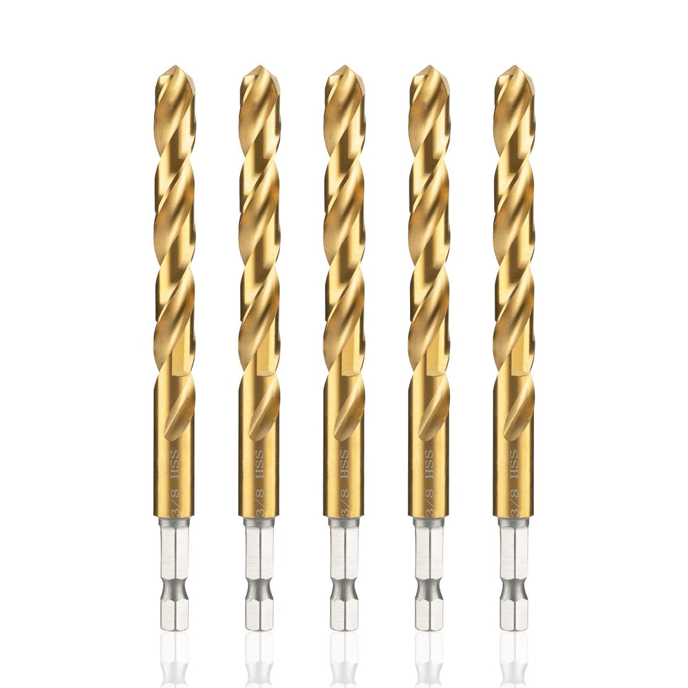 High Speed Steel Hex Shank Twist Drill Bits Set with Titanium Coating