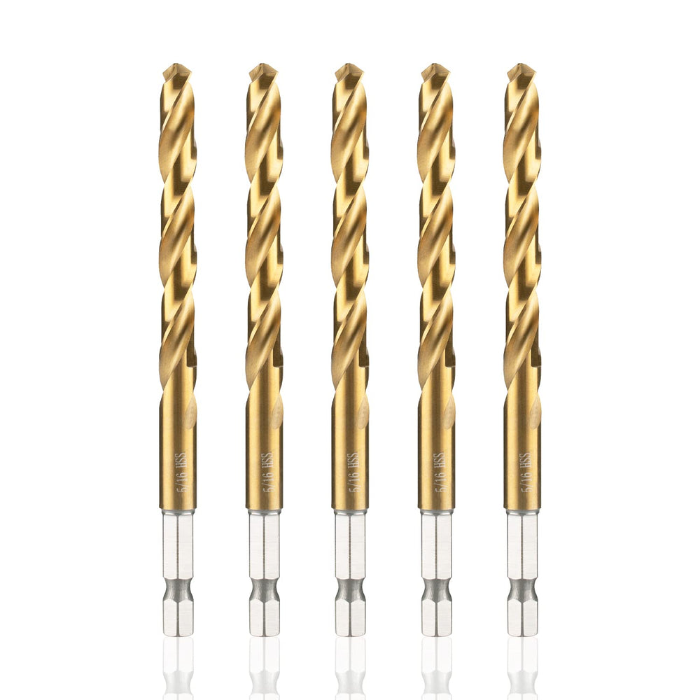 High Speed Steel Hex Shank Twist Drill Bits Set with Titanium Coating